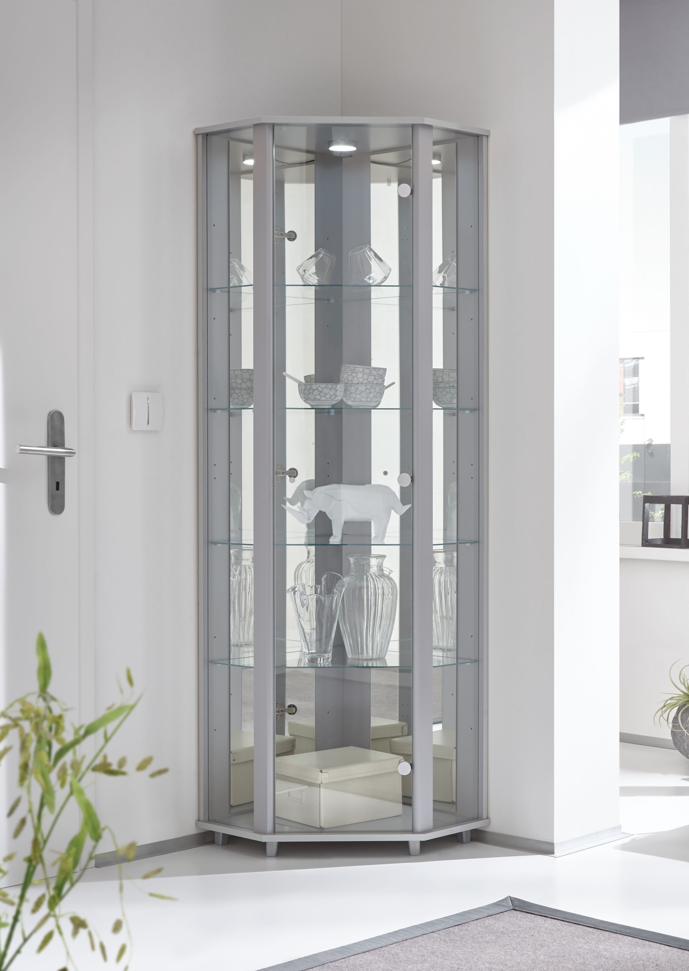 fif möbel Eckvitrine "TRIO Höhe ca. 172 cm, ink. Beleuchtung", Eckvitrine/G günstig online kaufen