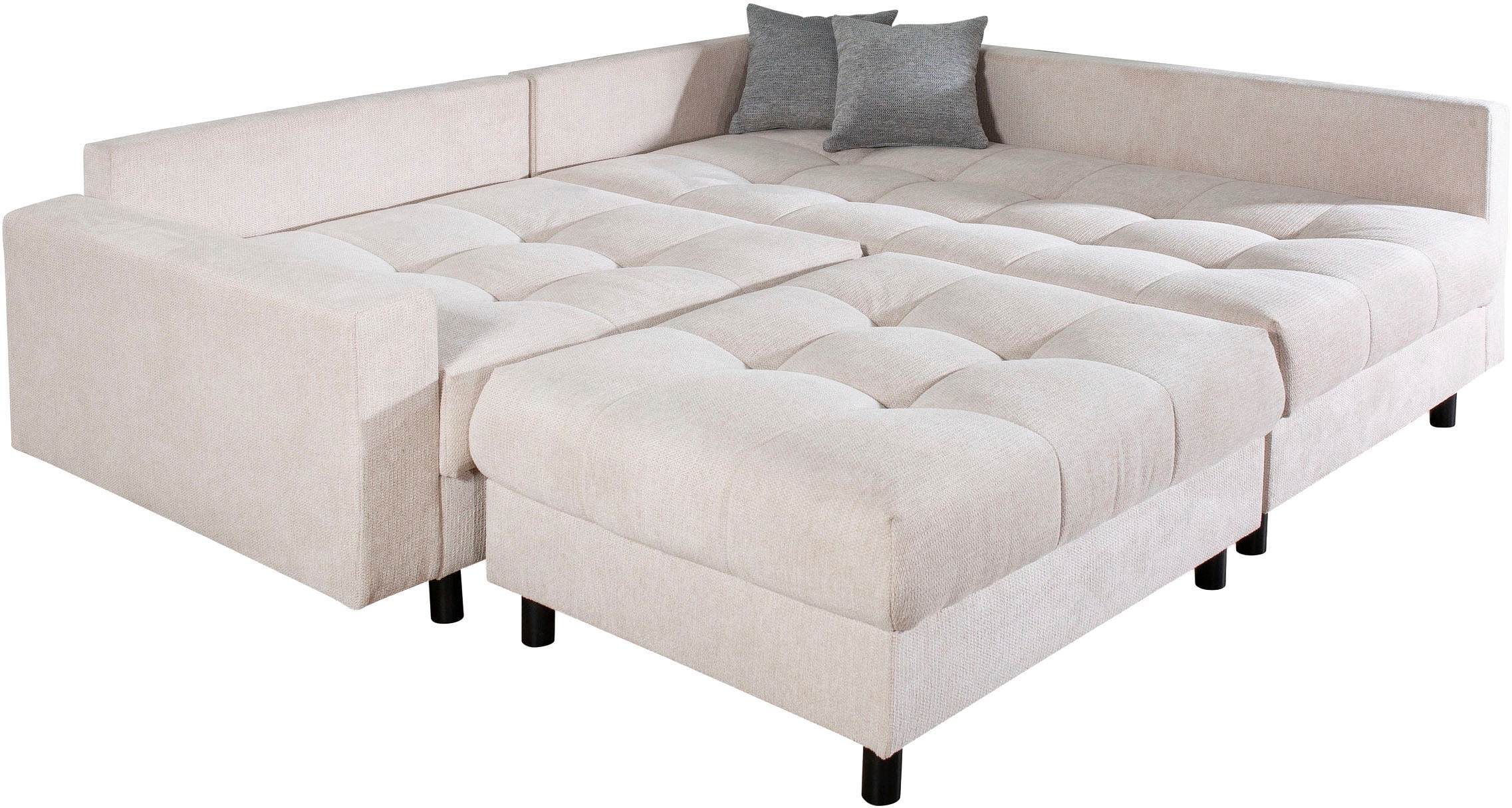 Home affaire Ecksofa »Toni L-Form, B: 215 cm«, mit Hocker & 2 Zierkissen, Federkern