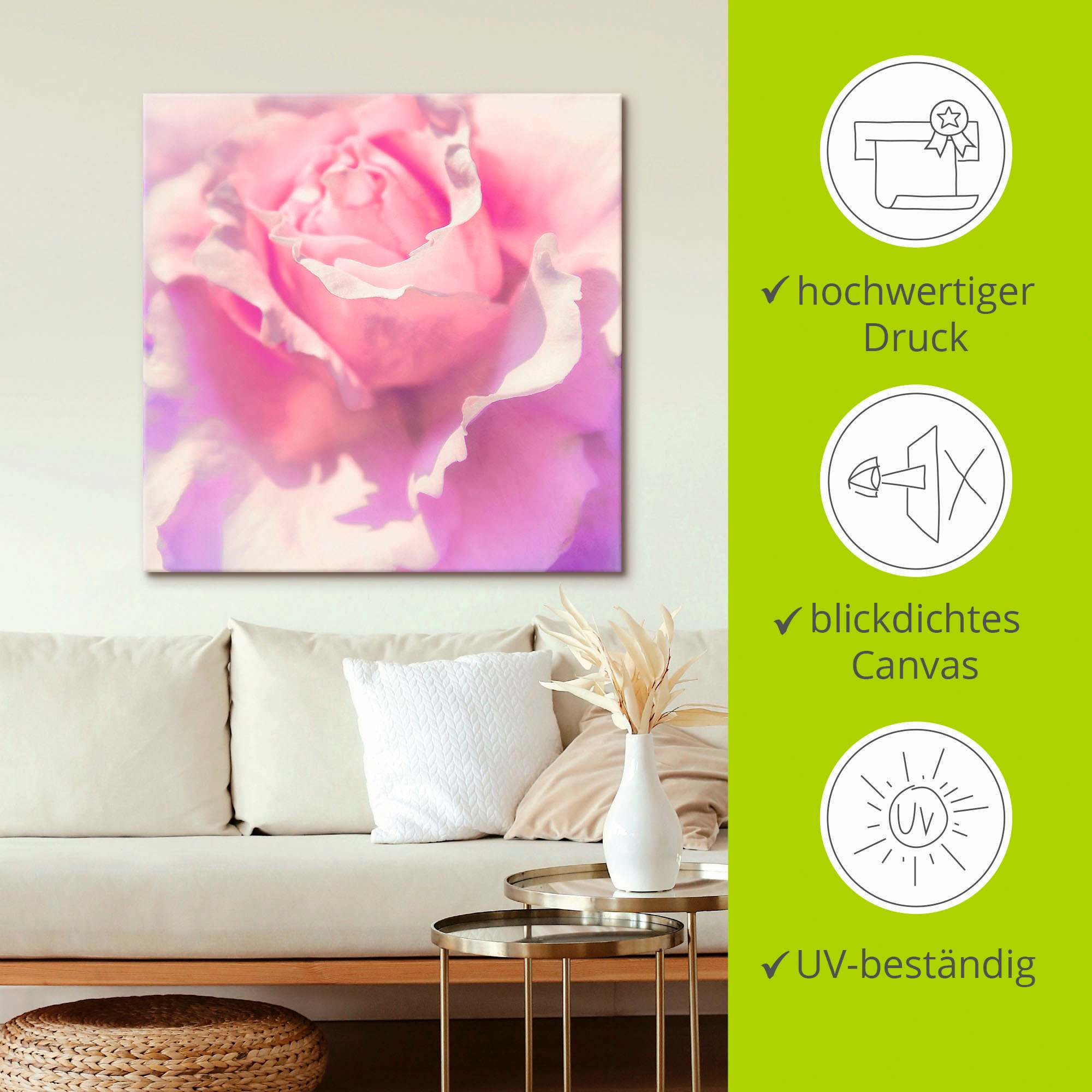 Artland Wandbild »Rosa«, Blumen, (1 St.), als Leinwandbild, Poster, Wandaufkleber in verschied. Größen