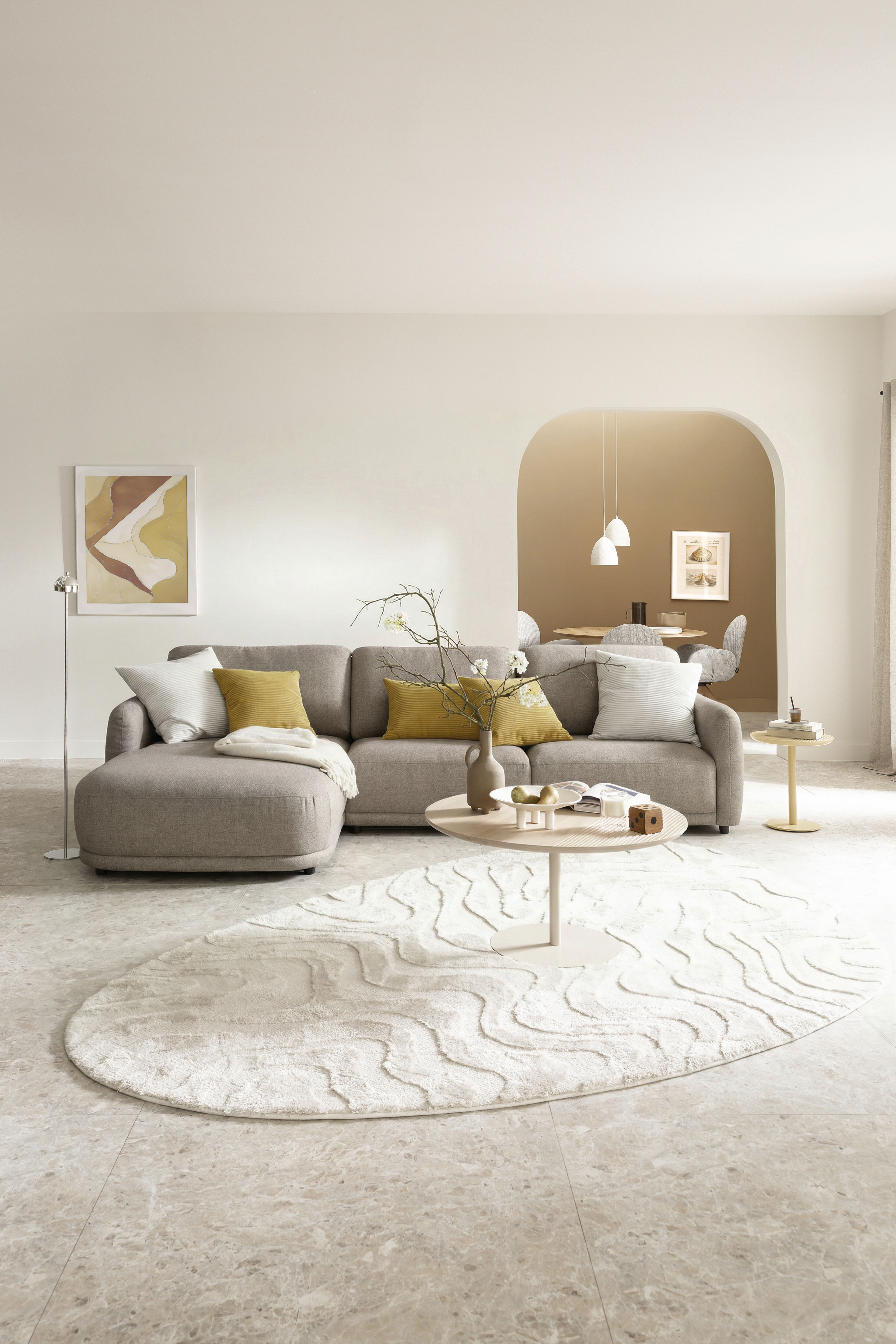 SCHÖNER WOHNEN-Kollektion Ecksofa "Wonder, organisches Design, Breite 318cm, schmale Armlehnen, L-Form" Sanfte Kurven, Kammerkissen-Komfort & maximale Entspannung