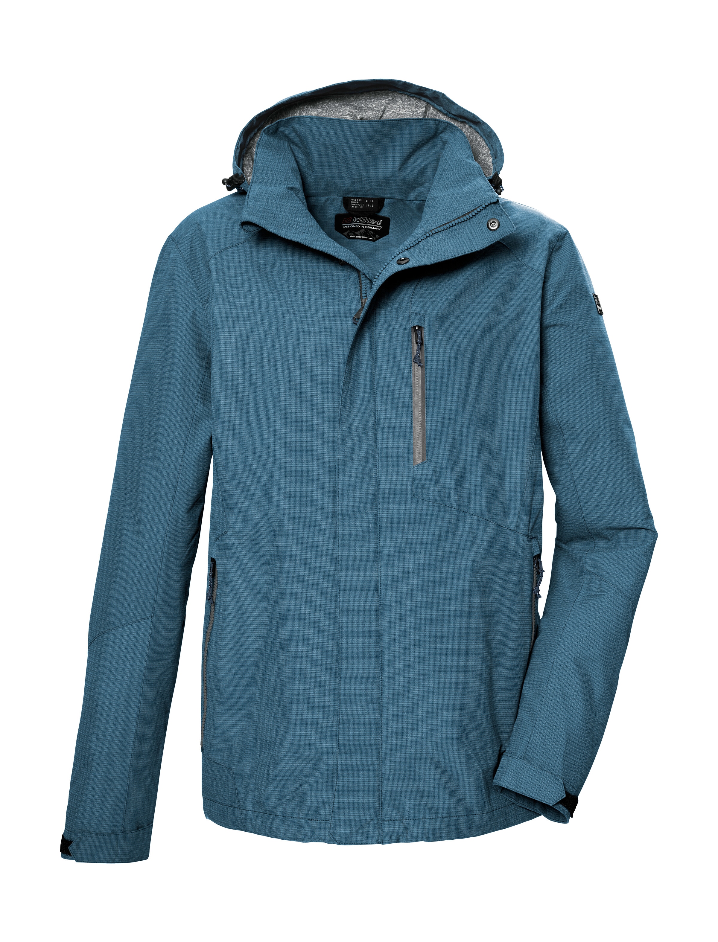 Funktionsjacke KILLTEC "KOS 256 MN JCKT", Herren, Gr. 3XL, blau, Obermaterial: 100% Polyester;Futter: 100% Polyester, Jacken Funktionsjacke, Wasser- und winddichte Herrenjacke, atmungsaktiv, abnehmbare Kapuze
