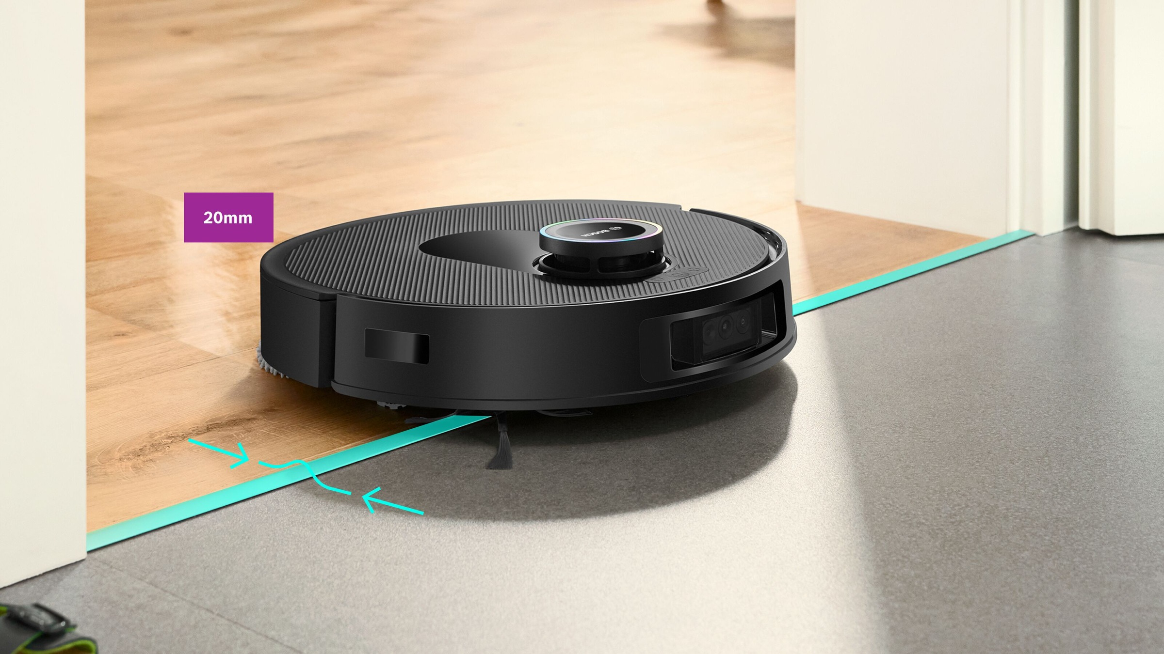 BOSCH Saugroboter »Spotless Max Cam BCRDW3BX, rotierende Wischpads, 70°C Selbstreinigung«, Datensicherheit, 11.000 Pa Saugkraft, Absaugstation, Kamera