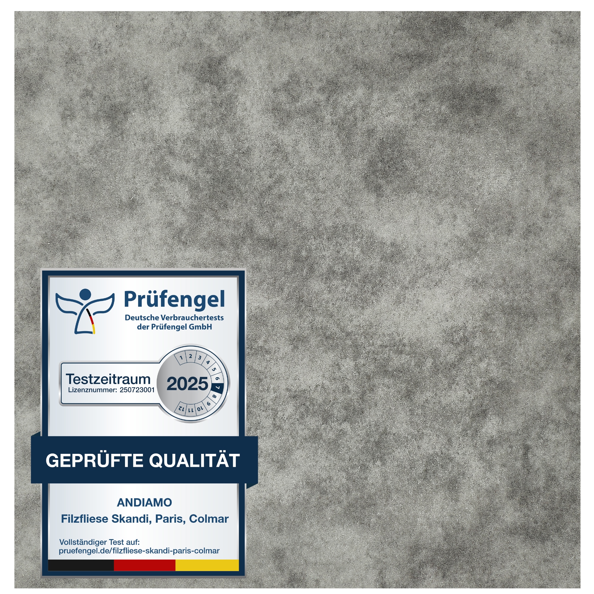 Teppichfliese ANDIAMO "Colmar Nadelfilz, Gesamthöhe 4 mm", beige (beige, grau), B:40cm L:40cm, Polyester, Teppiche, 40x40 cm, selbstklebend, robust & strapazierfähig, 25 Stück (4 qm)