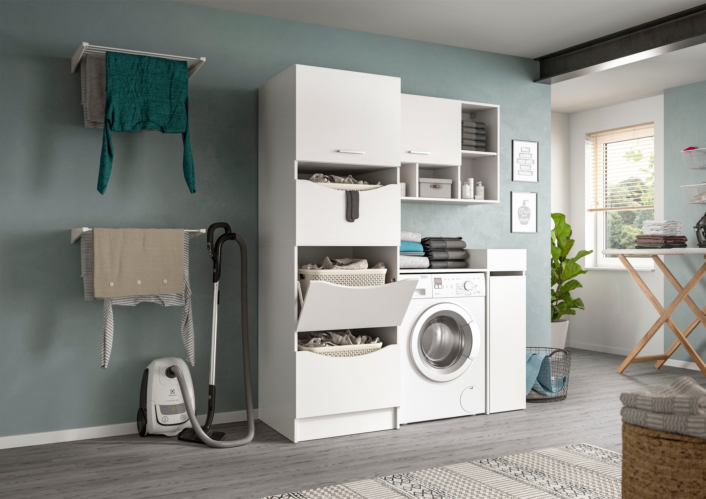 welltime Hängeschrank »FALAS, TOPSELLER! Breite 95cm, 1 Klappe, 5 Fächer«, (1 St., in verschiedenen Farben erhältlich), Schrank, Wandschrank, Badschrank, Wäscheschrank