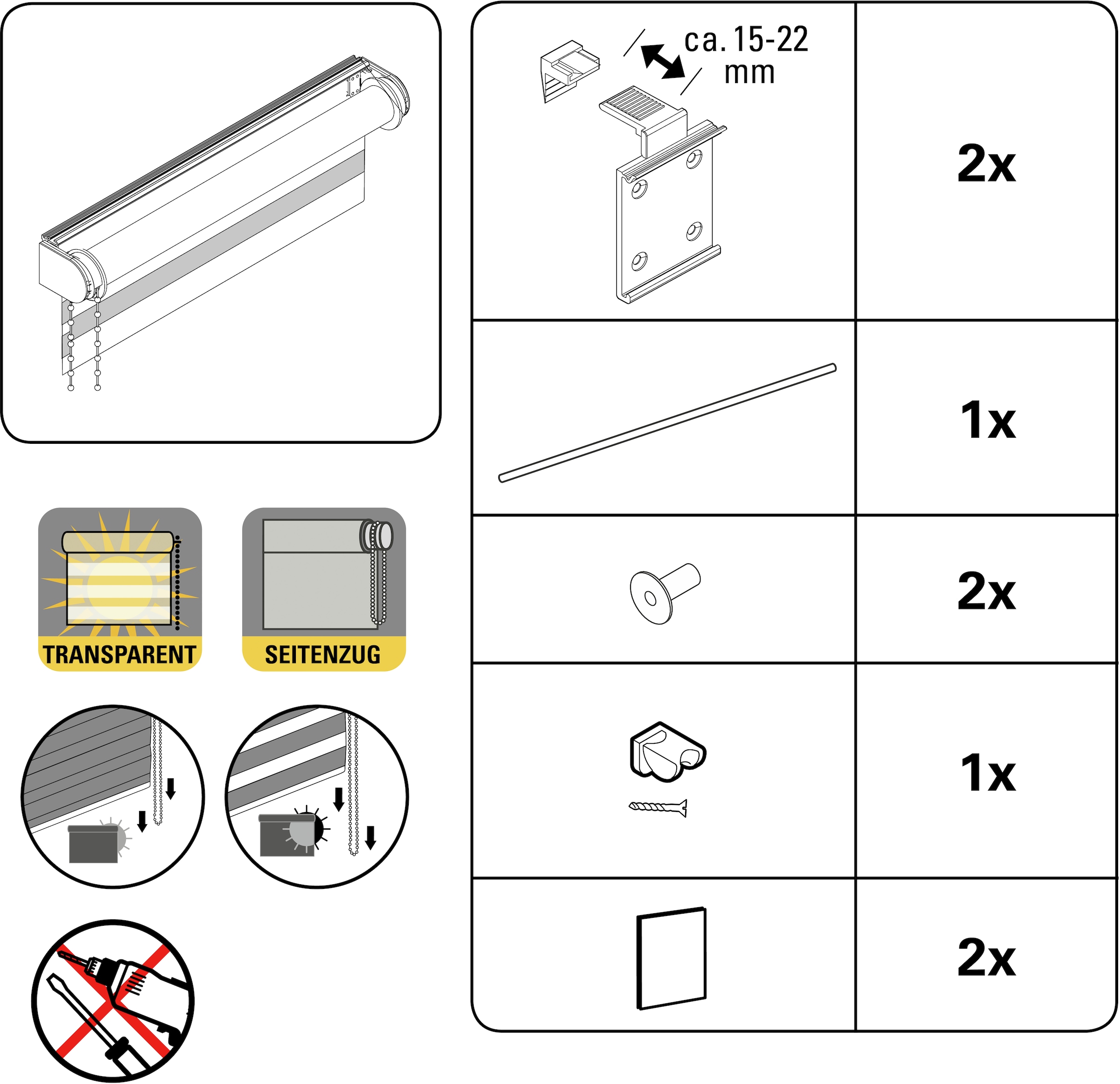 my home »Duo Lichtschutz, Klemmrollo vormontiert auf BAUR Easyfix«, | Montageschiene halbtransparent, Seitenzugrollo Sichtschutz