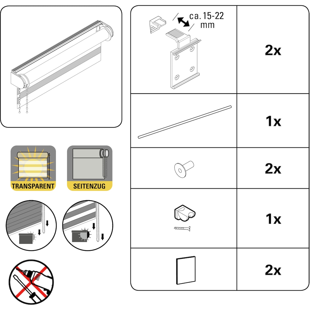 my home Seitenzugrollo »Duo Klemmrollo Easyfix«, Lichtschutz, Sichtschutz