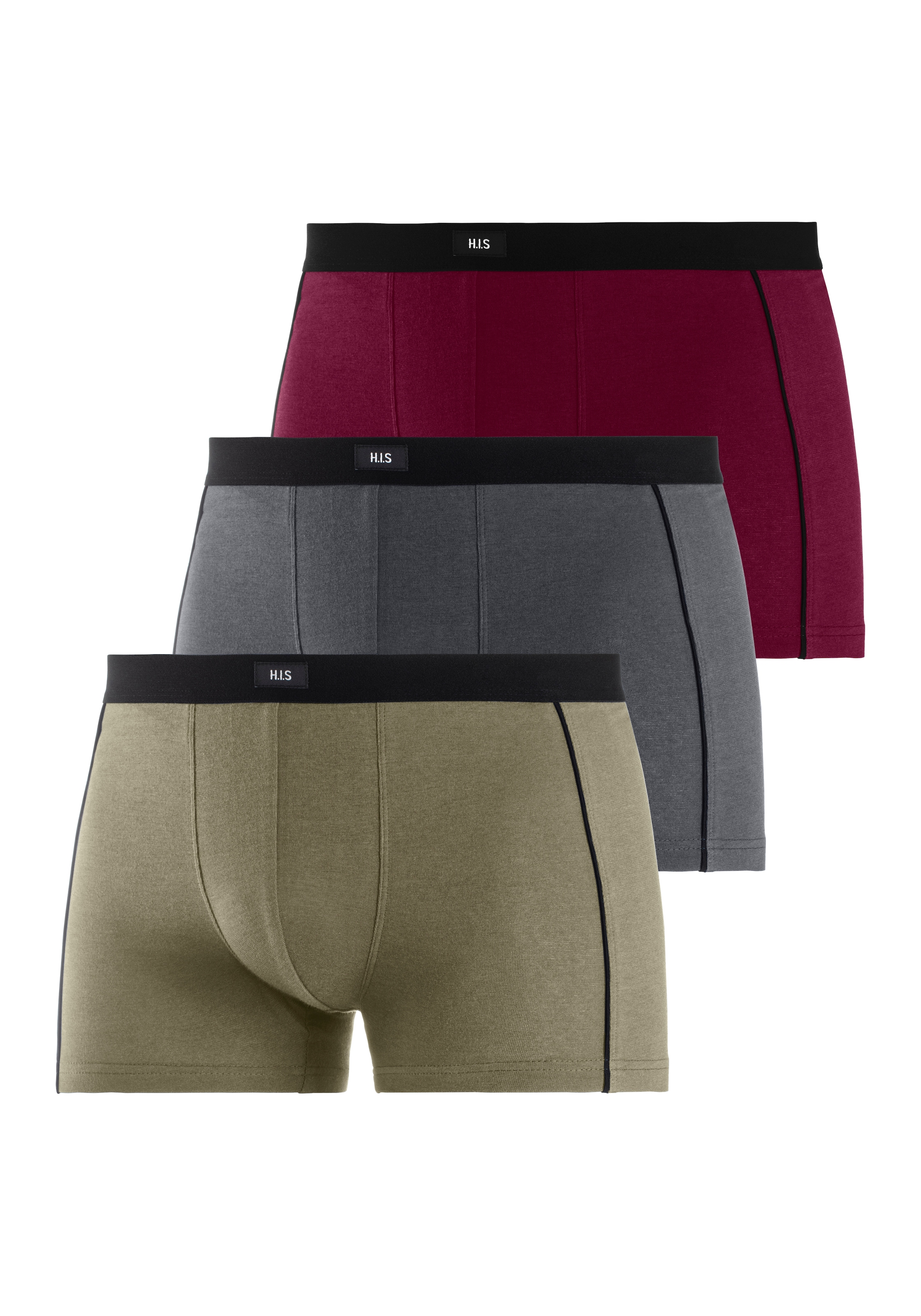 H.I.S Boxer »Boxershorts für Herren«, 3 Stk. mit schmalen Piping an den Seiten