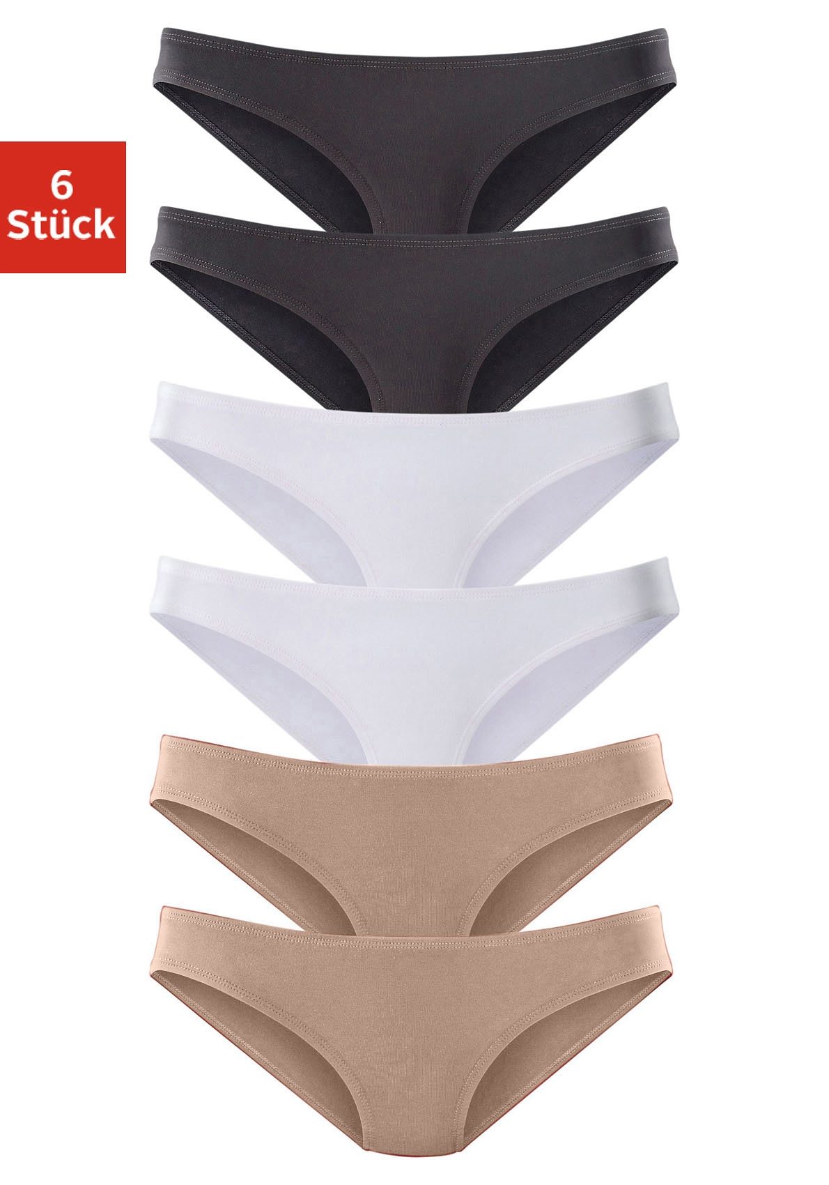 Vivance Active by Lascana Bikinislip 6er-Pack, aus weicher Microfaser