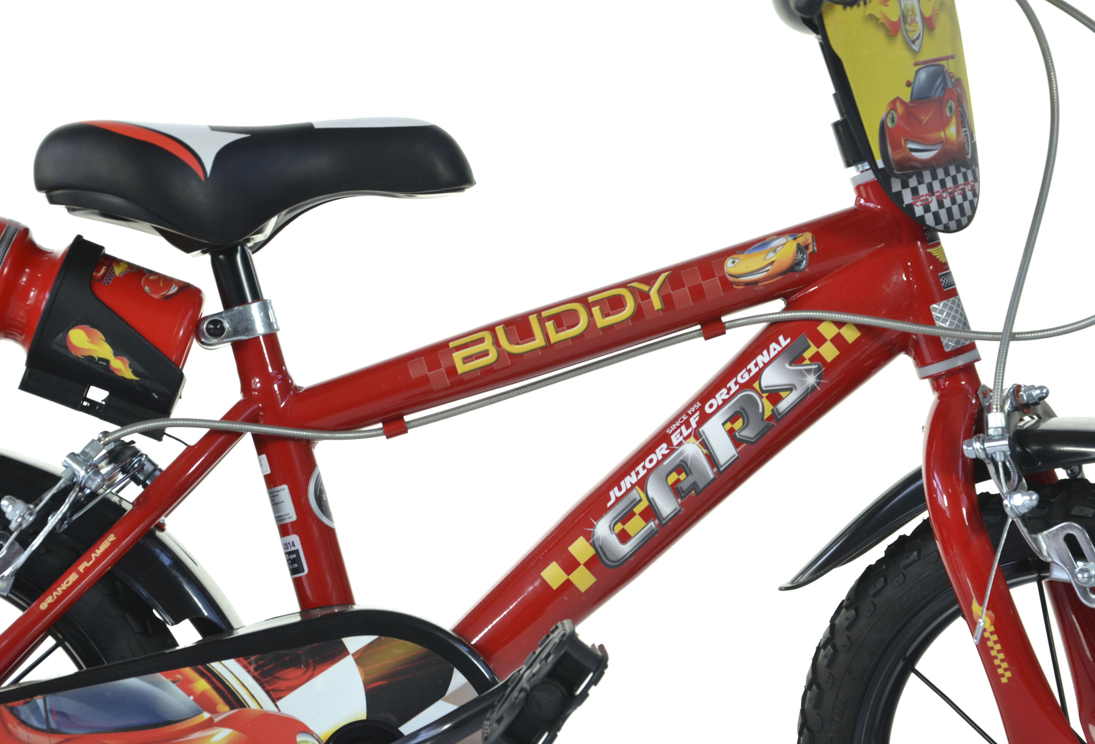 Thumbnail - Dino Kinderfahrrad "Cars Buddy", 1 Gang, mit Stützrädern, Trinkflasche und Frontschild