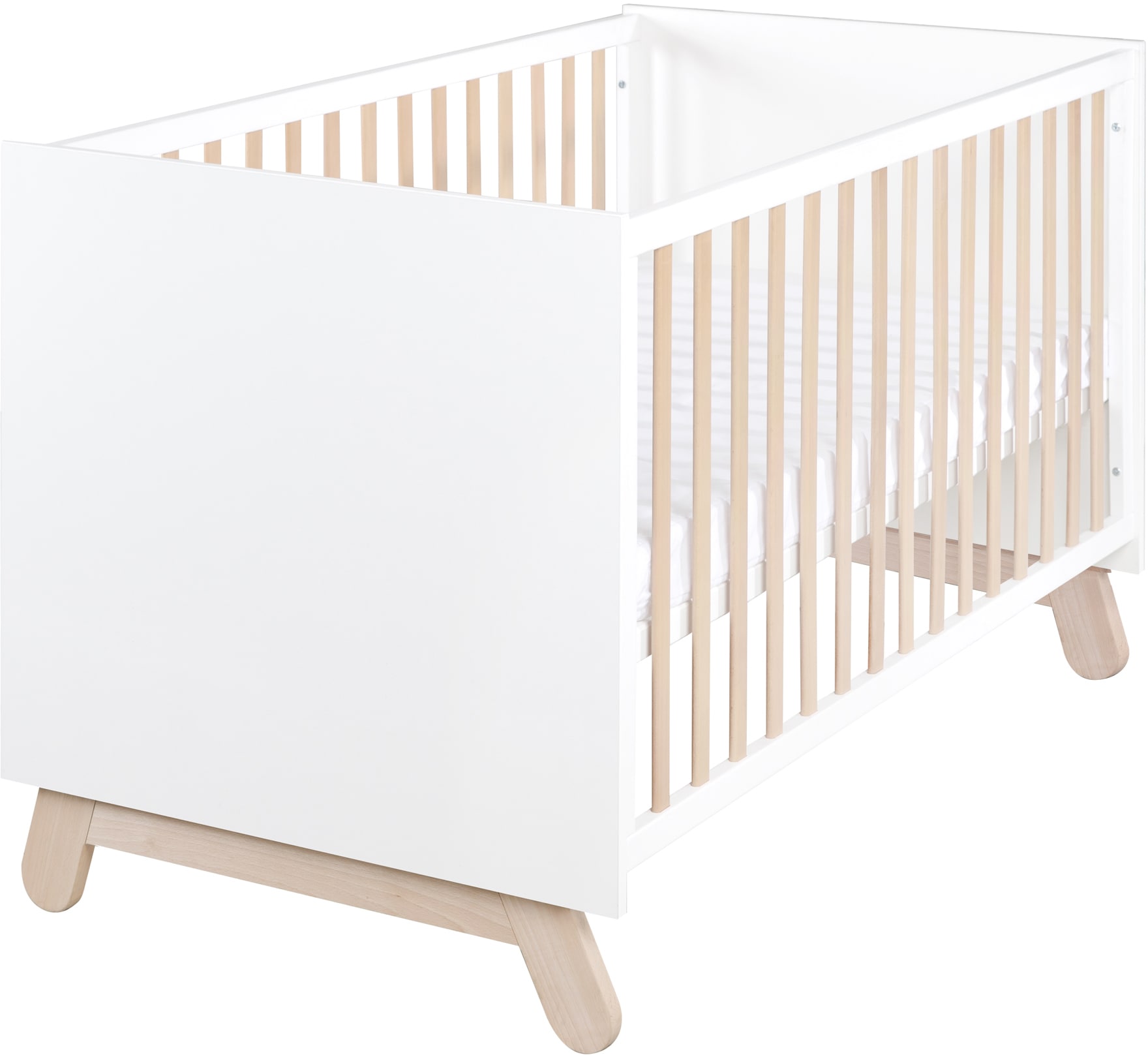 roba® Babybett »Kombi-Kinderbett Clara, Weiß«, mit Gittersprossen und Füßen aus massiver Buche; Made in Europe