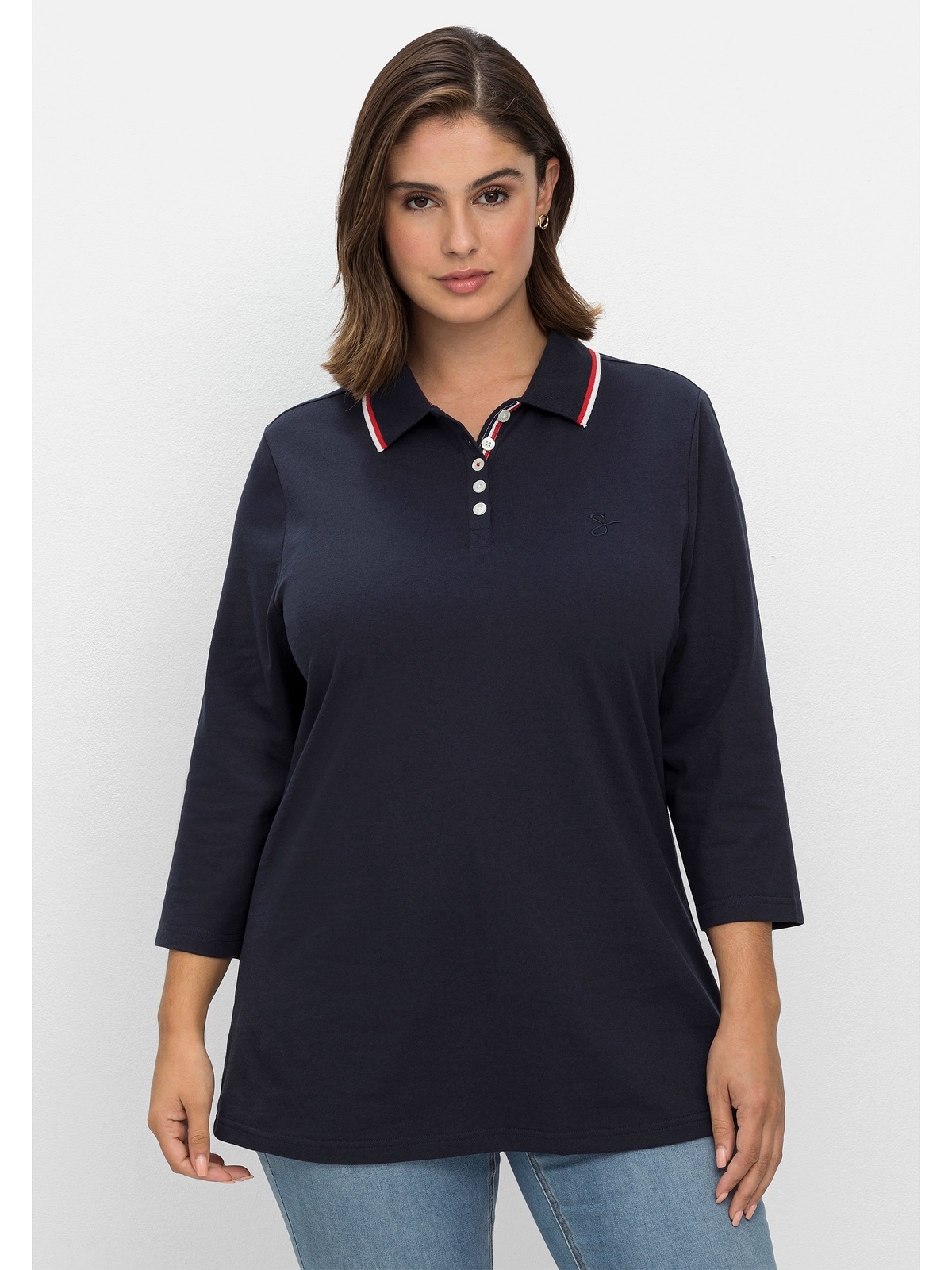 Sheego 3/4-Arm-Shirt »Große Größen«, mit Polokragen online kaufen | BAUR