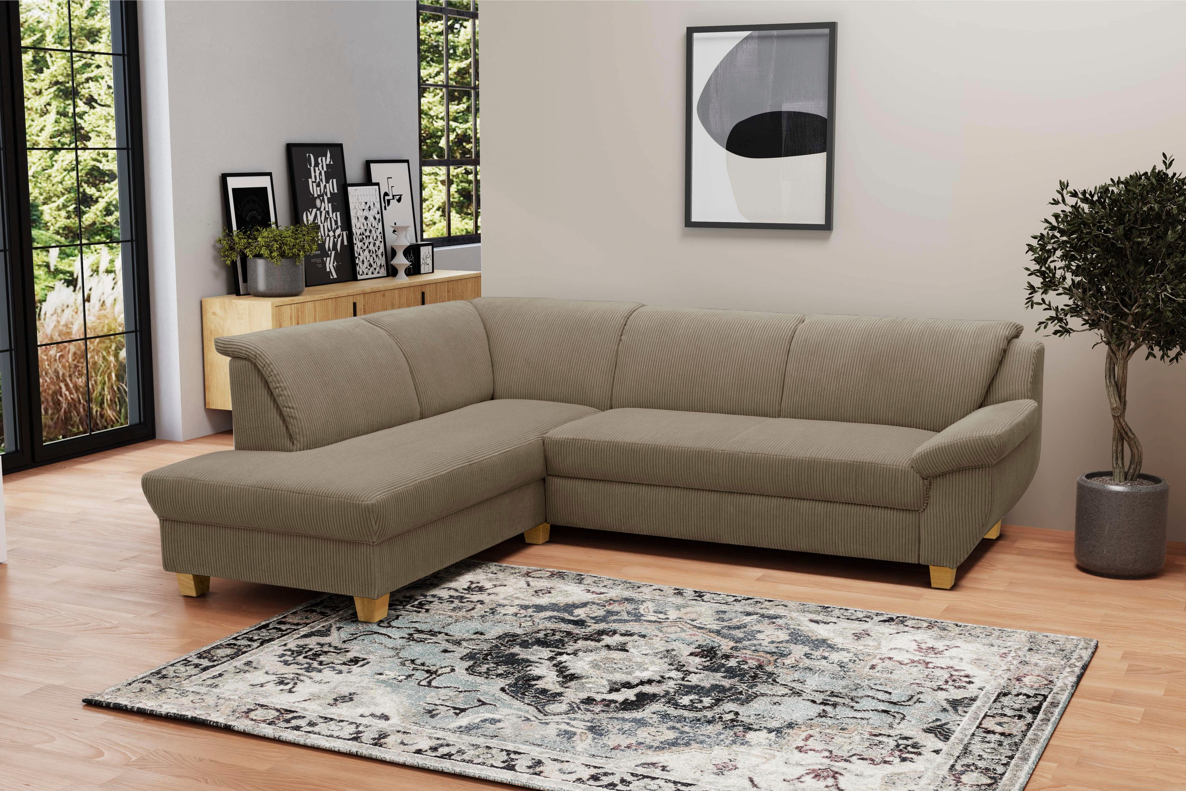 Home affaire Ecksofa "Yesterday zeitlos und elegant, bequeme Armlehnen, L-F günstig online kaufen