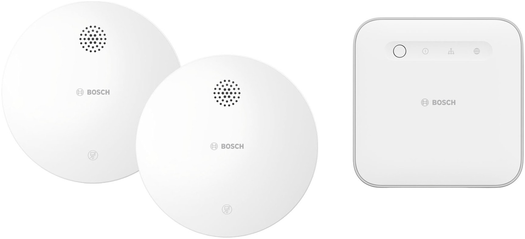 BOSCH Rauchmelder "Smart Home Starterset mit 1 Controller II und 2 Rauchwarnmeldern", B:11cm H:3,7cm T:11cmweiß, Gefahrenmelder