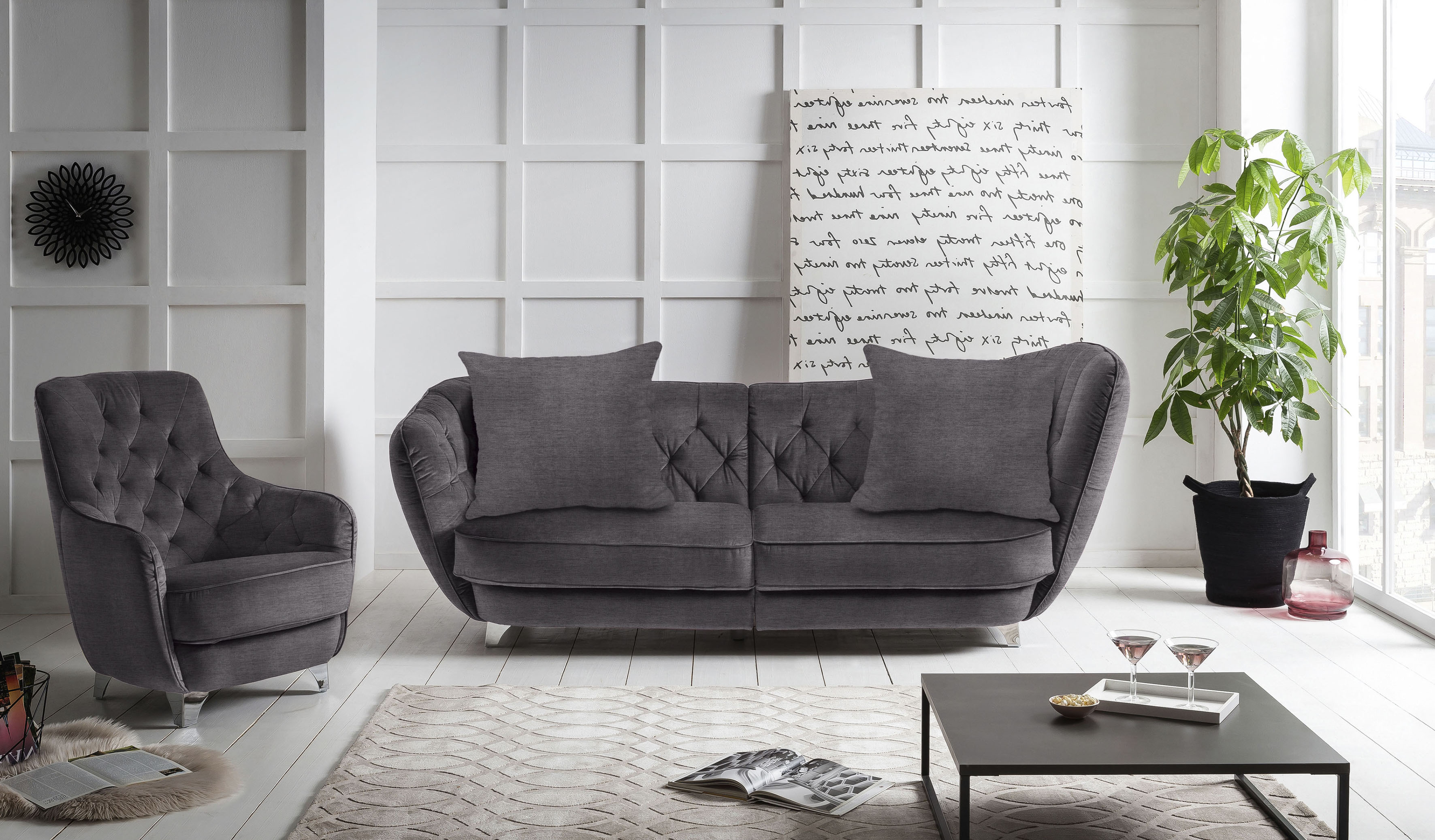 Thumbnail - Leonique Big-Sofa "Retro", stylischer Hochlehner
