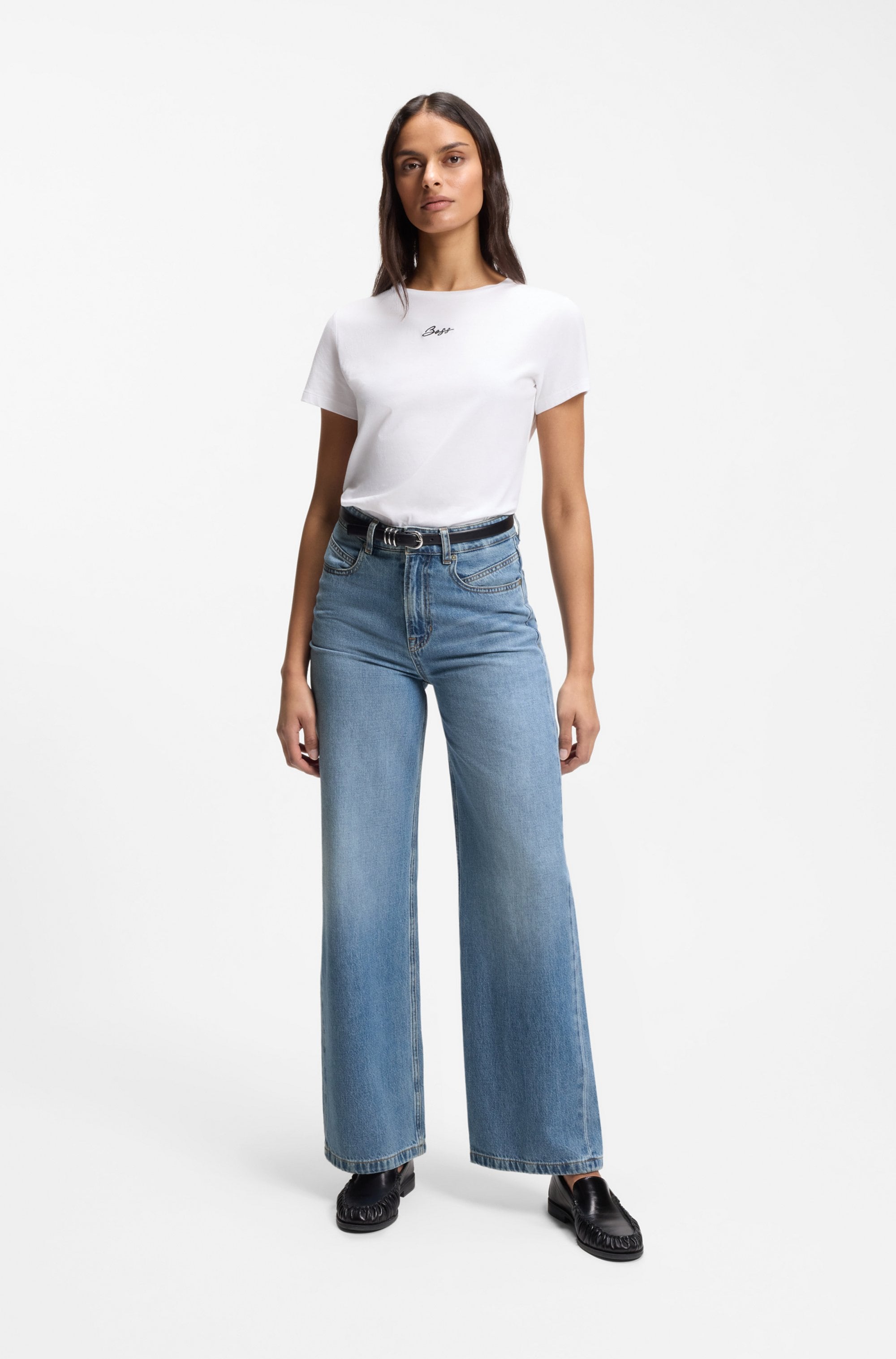 BOSS ORANGE Weite Jeans »MARLENE HR 12.0 Premium Damenmode« mit hohem Bund, Wide Leg