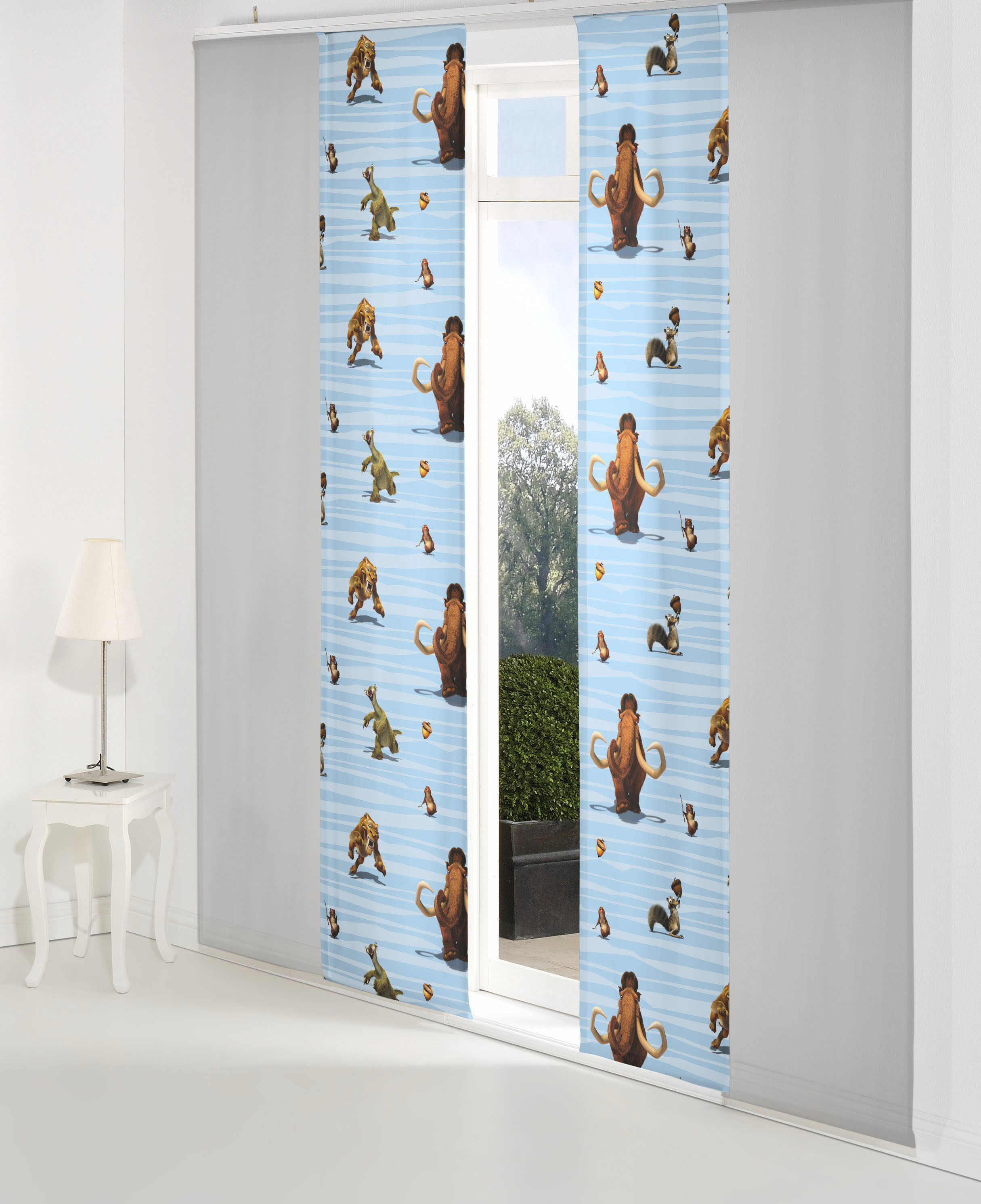 Schiebegardine WIRTH, B:60cm H:145cm, blau, Satin, Polyester, Gardinen, "Ice Age", Disney