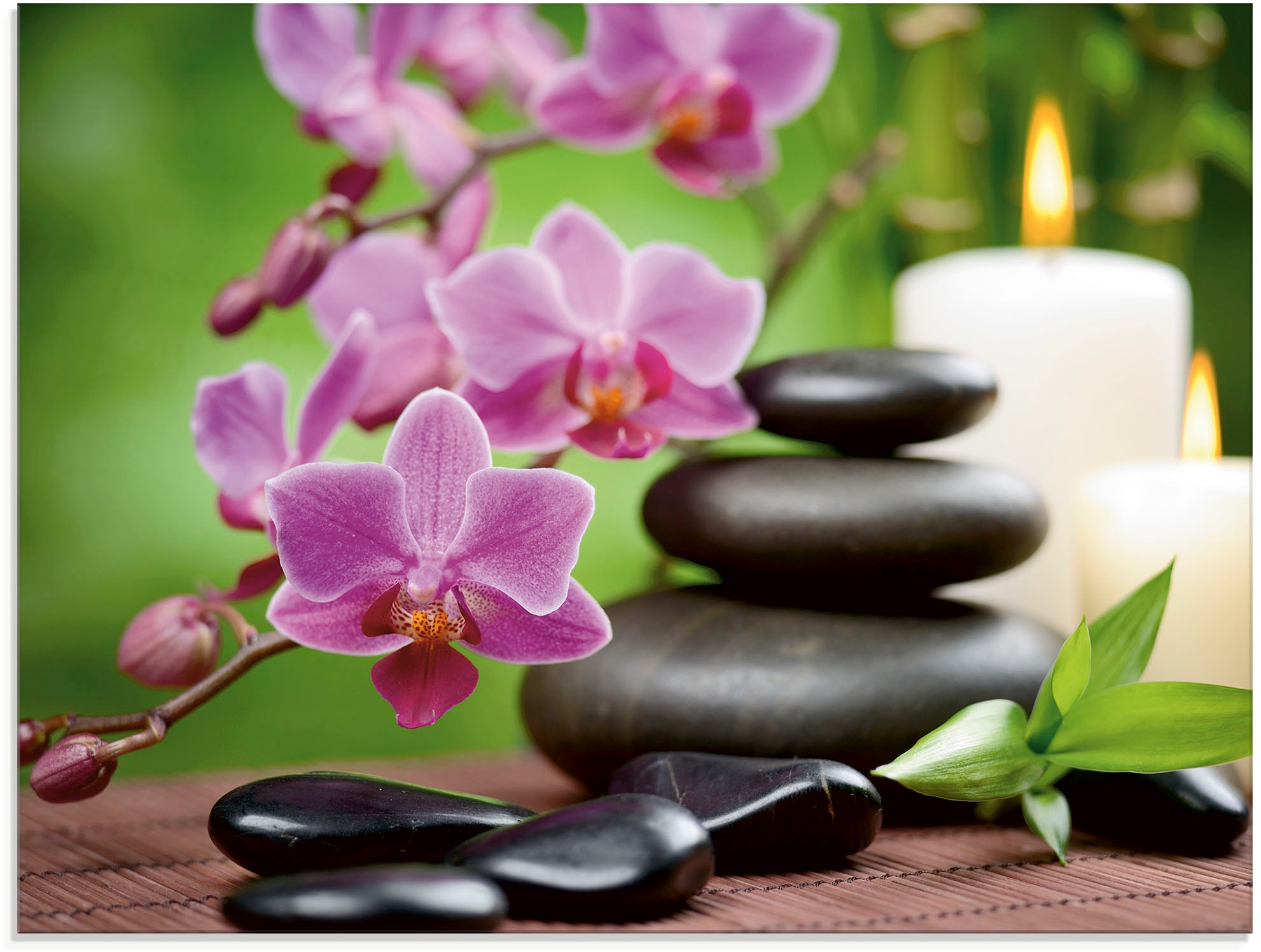 Artland Glasbild "Zen Basaltsteine und Bambus auf Holz" Zen 1 Stk. tlg. in günstig online kaufen