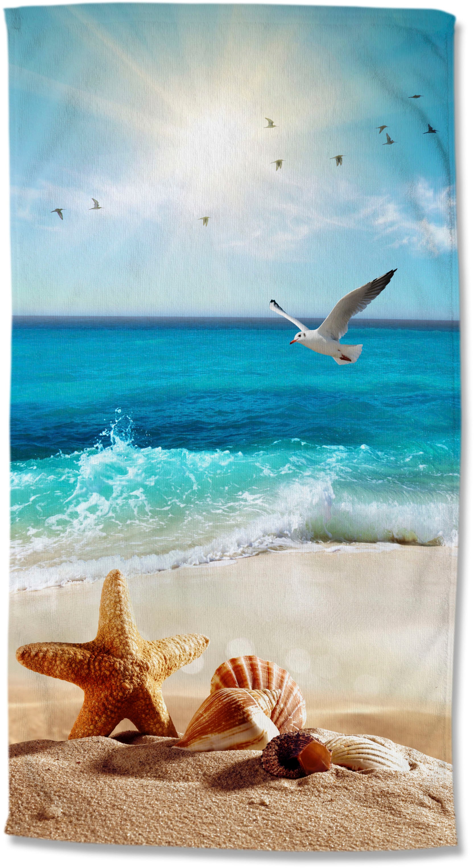 good morning Strandtuch »Sealife«, (Packung, 1 St., 1 stuck strandtuch), Mikrofaser, Velours, Strandtuch, saugfähig, leicht, 100x180