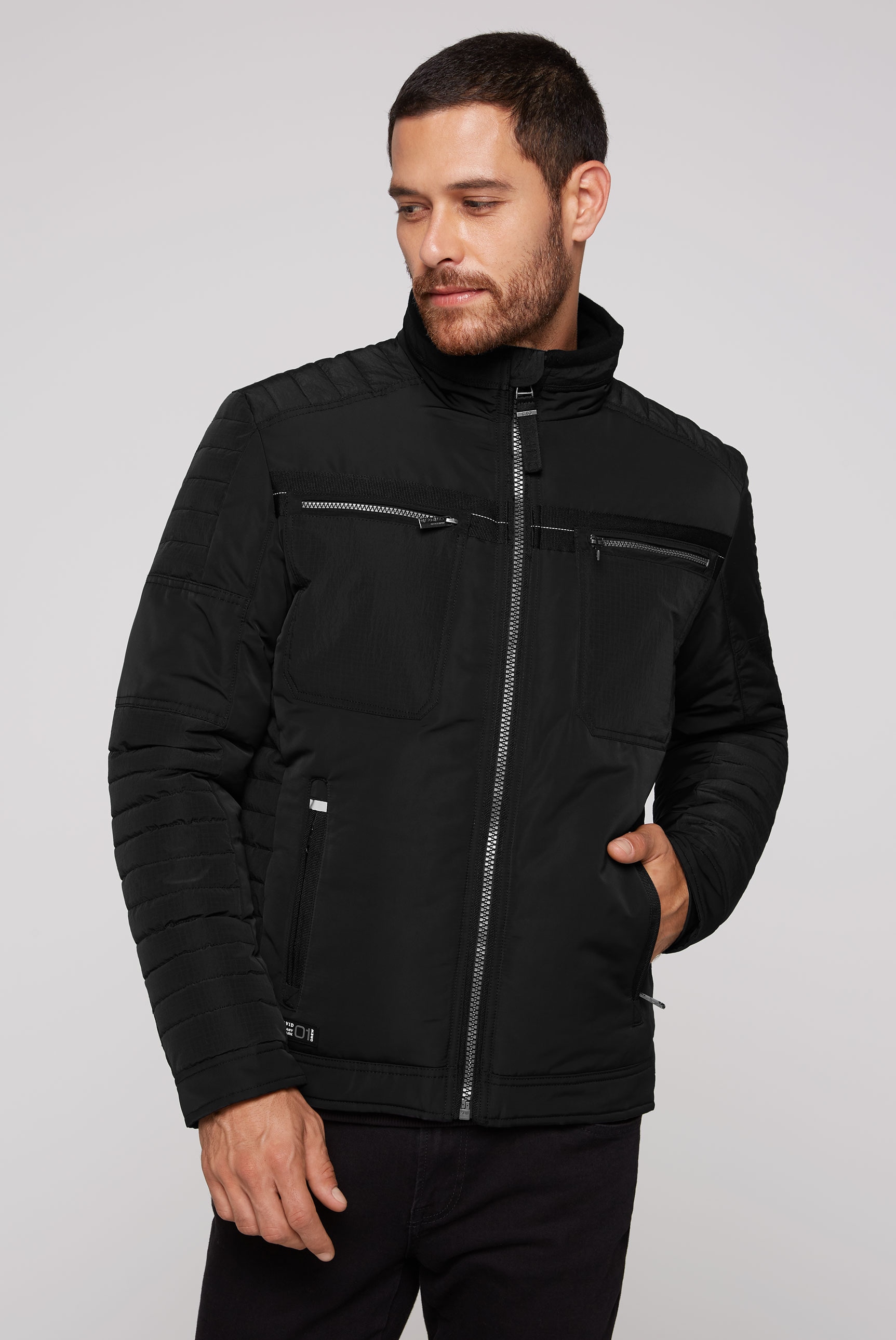 Winterjacke, ohne Kapuze, im Biker-Design