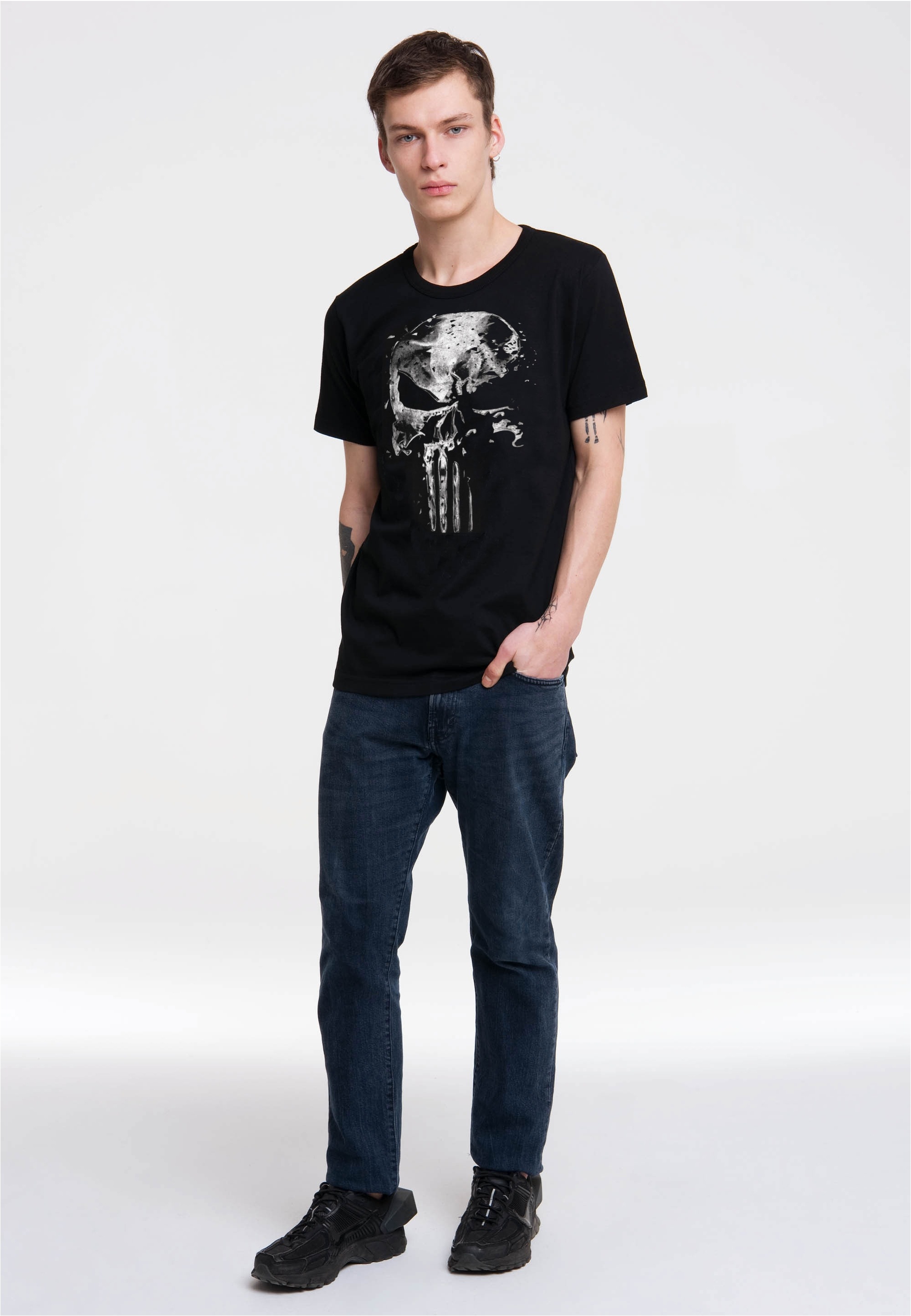 LOGOSHIRT T-Shirt »Marvel - Punisher Mercury Skull«, mit coolem Print
