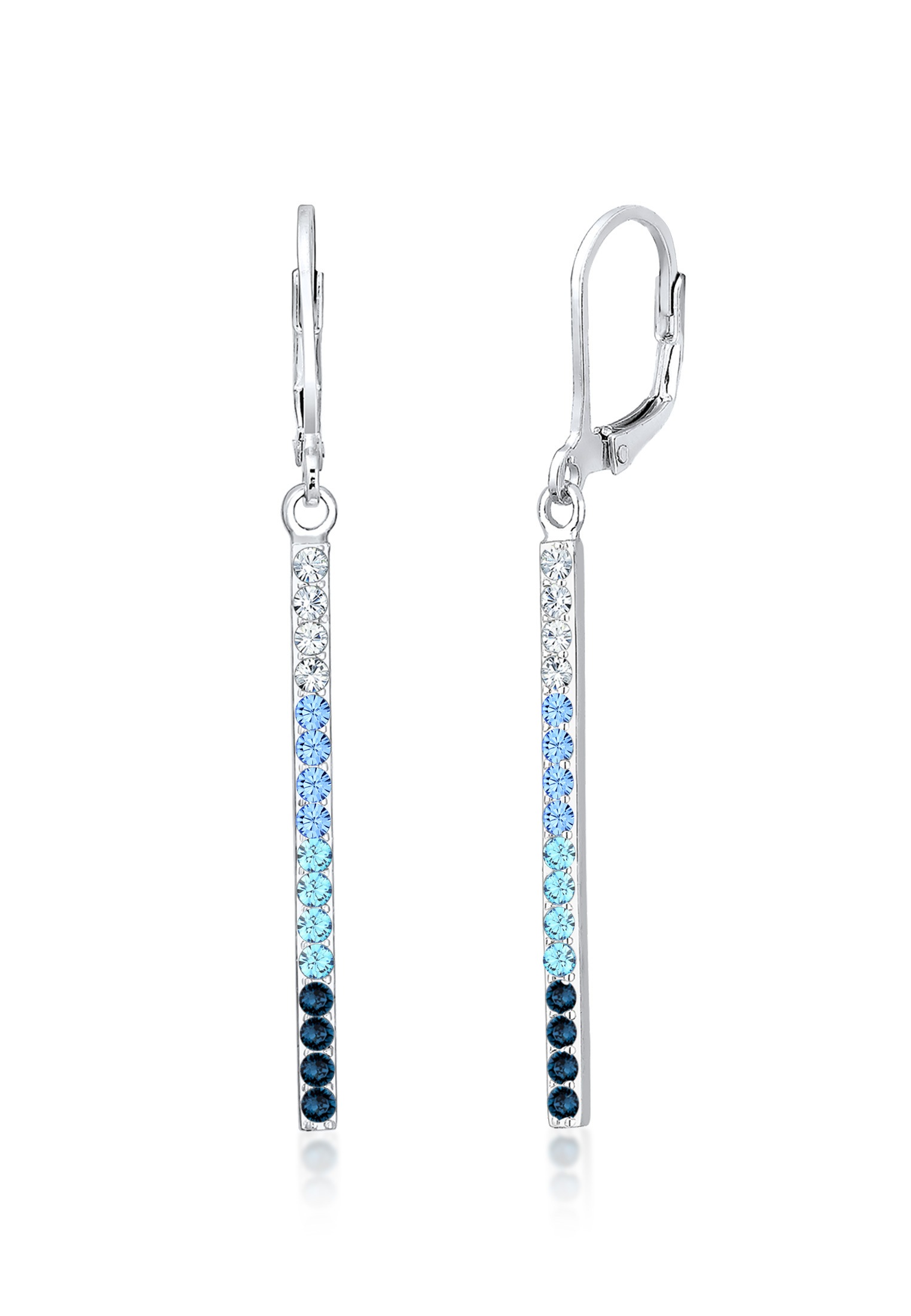 Paar Ohrhänger ELLI "Stab lang mit 925 Silber, mit Kristallen von Swarovski", blau, Ohrringe, Damen, onesize,mit Steinen, Silber 925 (Sterlingsilber)