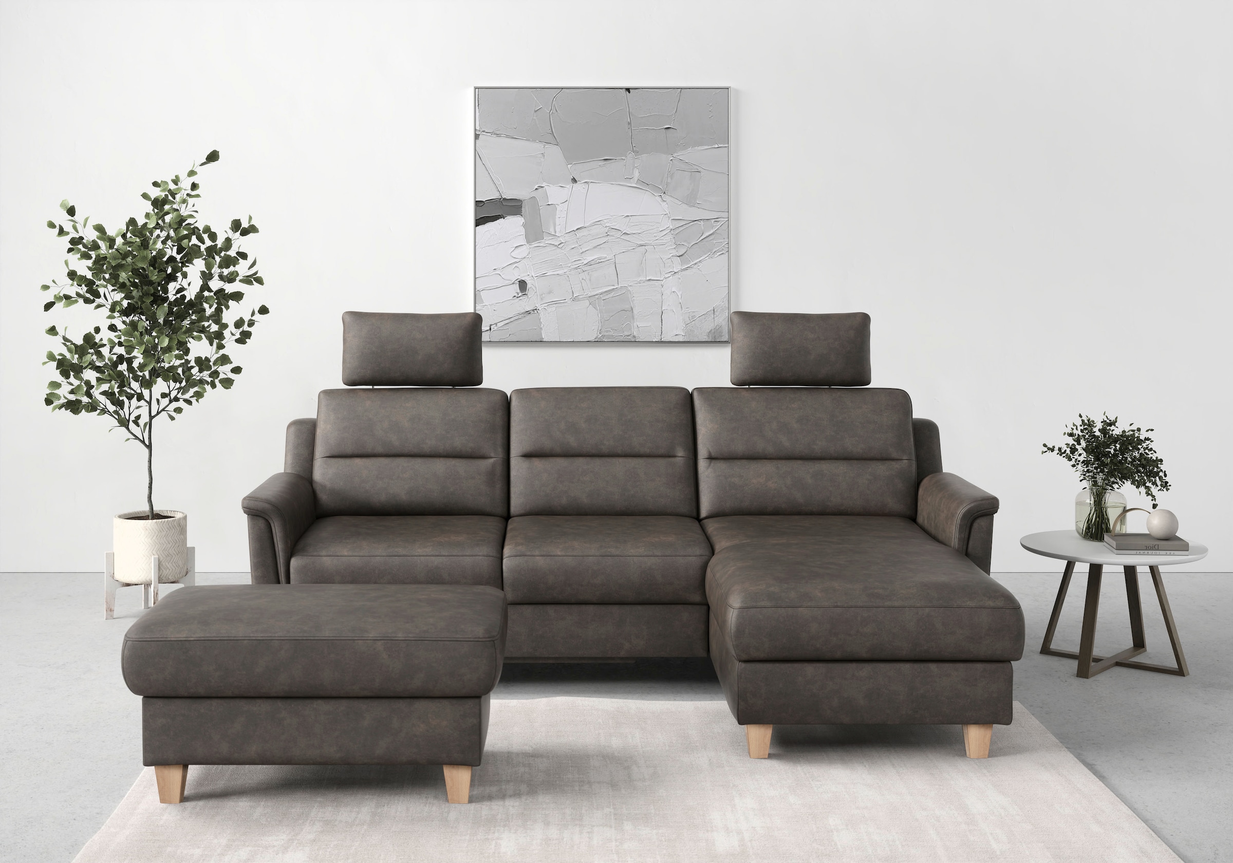 sit&more Ecksofa "Farö L-Form" inklusive Federkern, wahlweise mit Schlaffunktion und Bettkasten