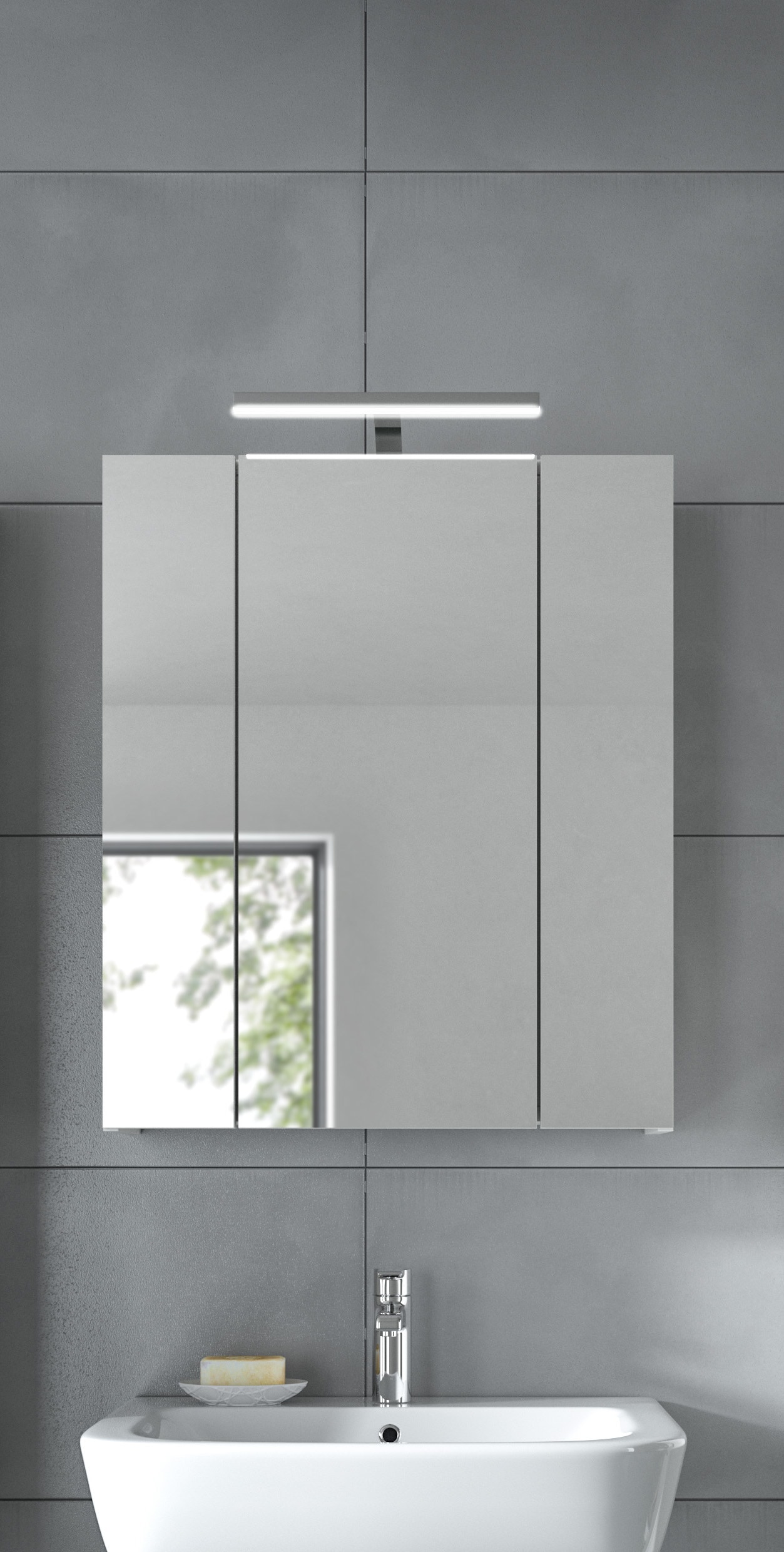 INOSIGN Spiegelschrank, (2 St.), Florenz, Spiegelschrank inkl. Beleuchtung, 3-Türig