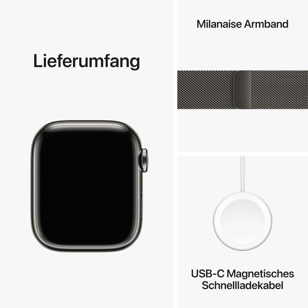 Apple Smartwatch »Watch Series 9 GPS + Cellular 41mm Edelstahl One-Size«, (Watch OS 10)