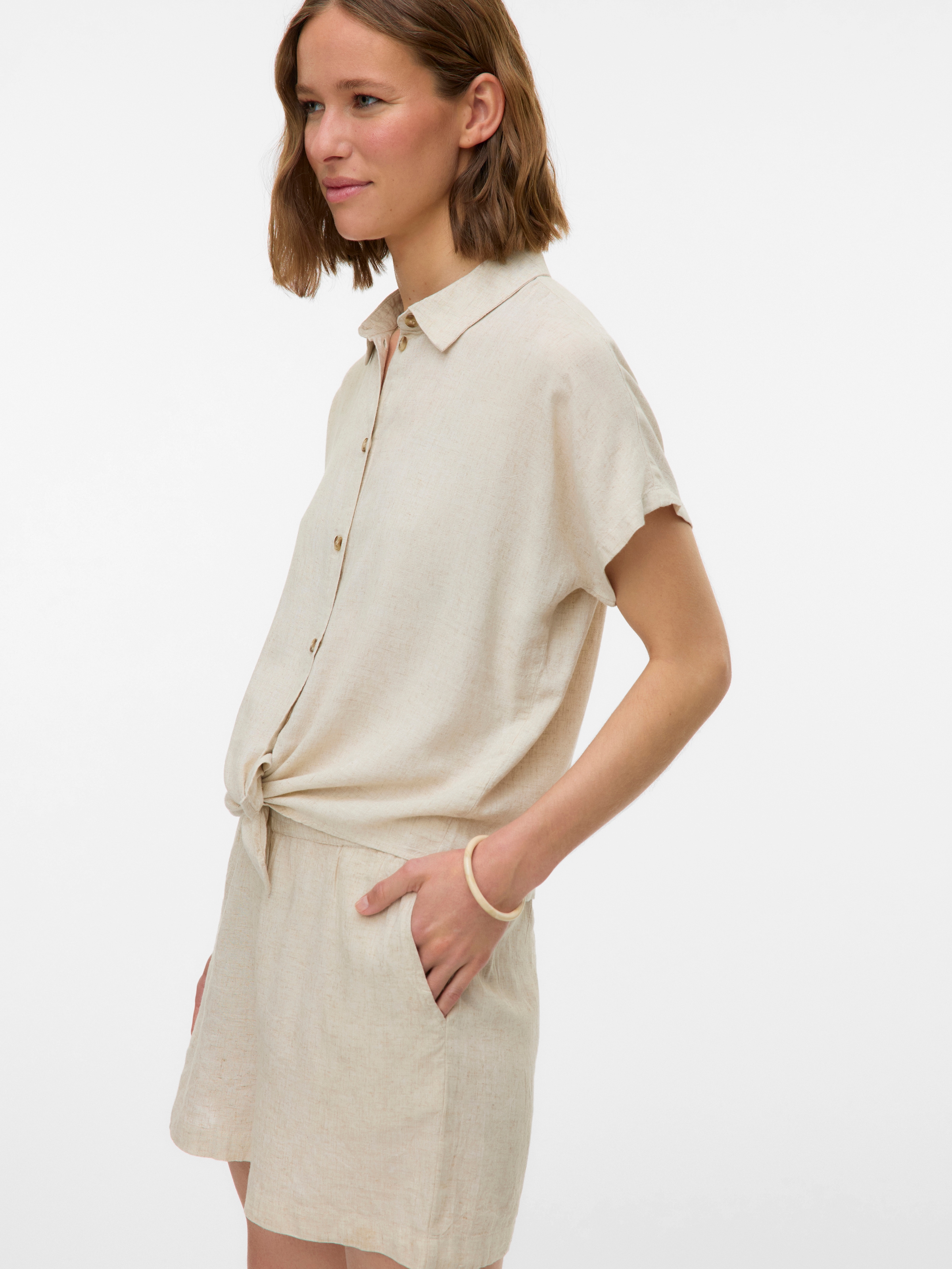 Vero Moda Kurzarmbluse "VMTHEA SS TIE SHIRT WVN NOOS" günstig online kaufen