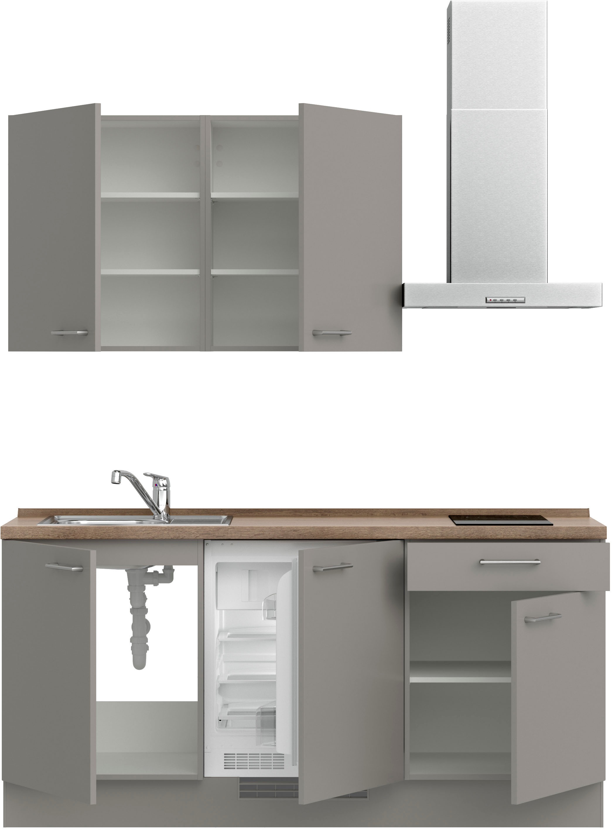nobilia® Küchenzeile »"Laser I",Ausrichtung wählbar, Breite 180 cm«, vormontiert, wahlw. mit unterschiedlichen E-Geräten-Sets