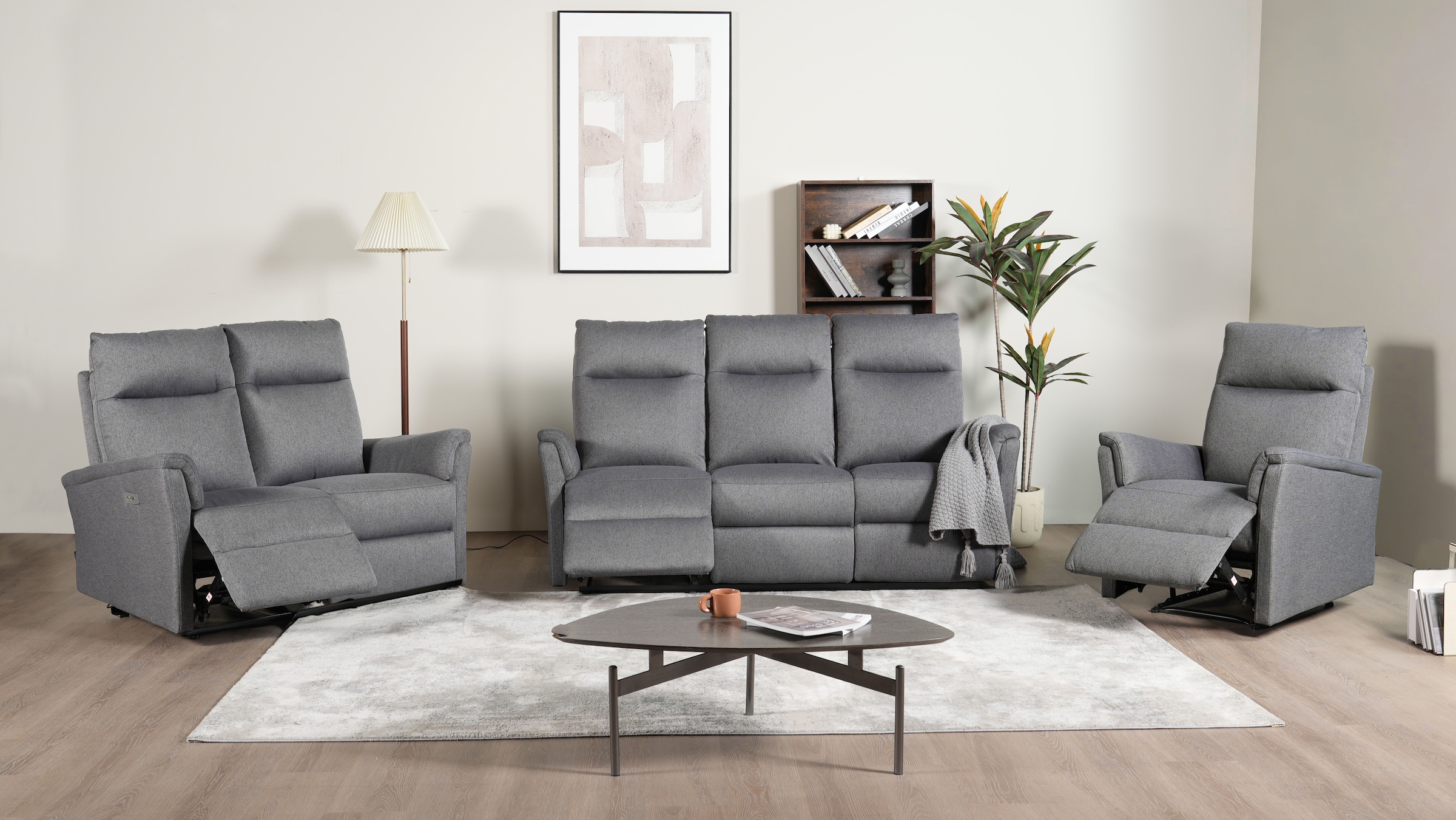 Home affaire Polstergarnitur »FINNARA, 3+2+1, elelektrische Relaxfunktion, USB A/C« Liegefunktion 105°-135°, Federkern,