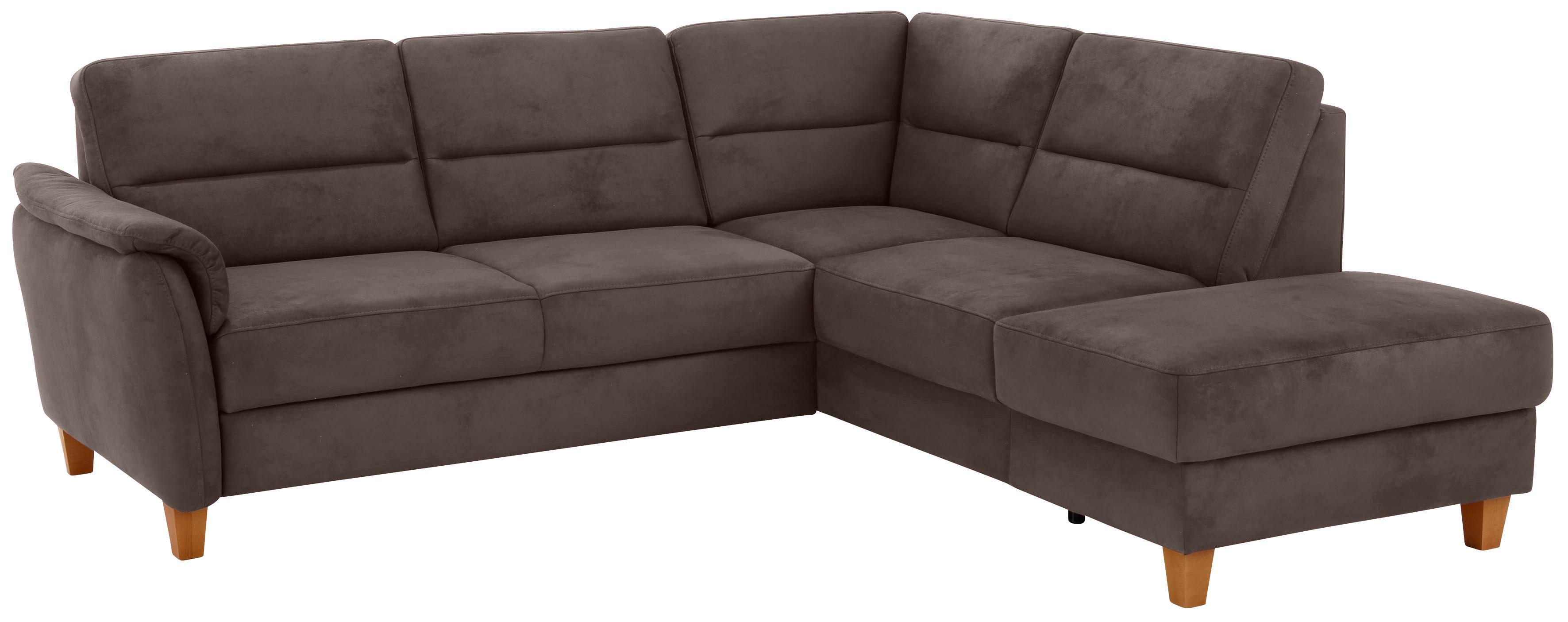 Home affaire Ecksofa "Palmera, L-Form, B: 236 cm, Bettfunktion & Bettkasten wählbar" Federkern-Polsterung, Sitzhöhe 48 cm, handgefertigt, stilvolles Design