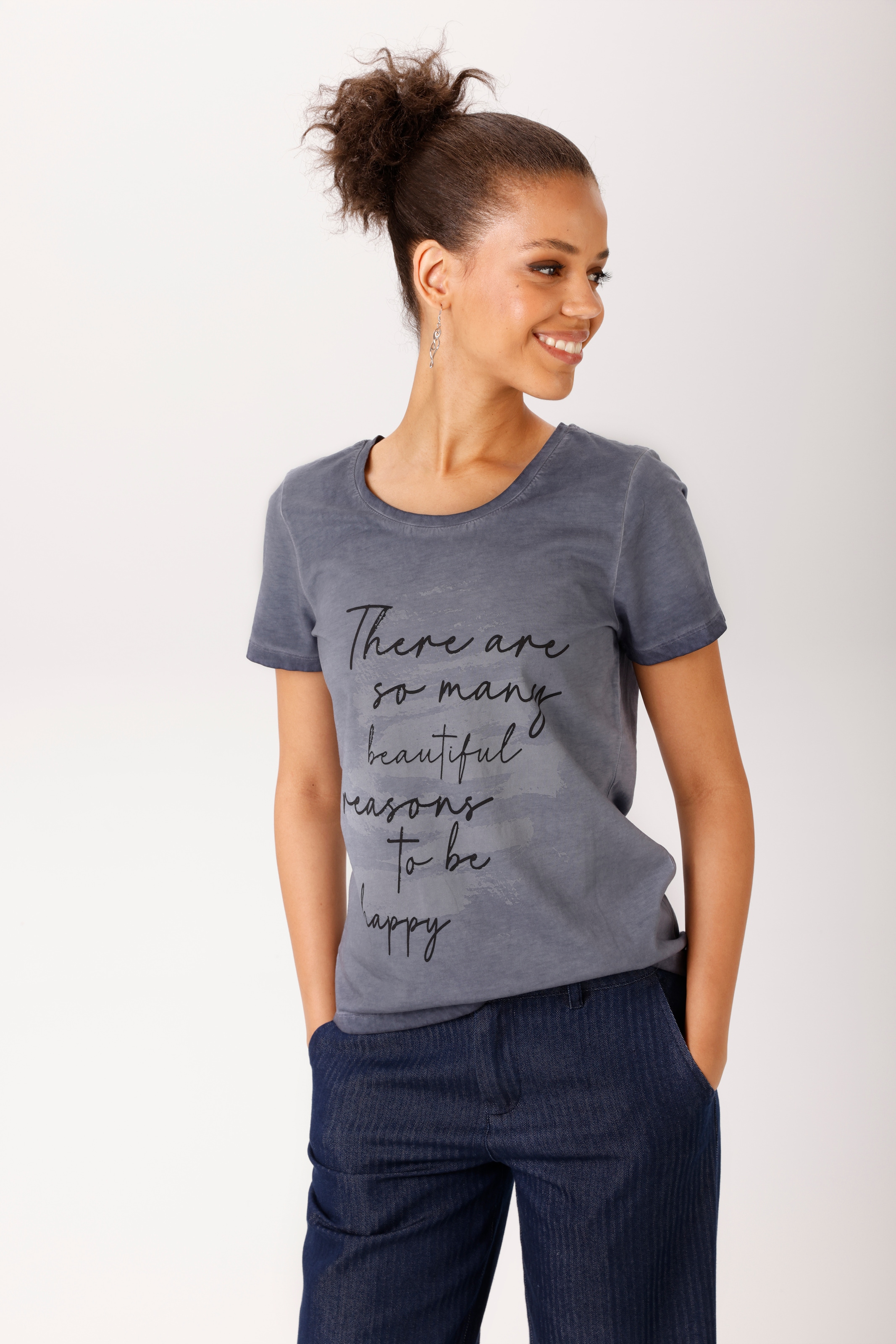 Aniston CASUAL T-Shirt mit ausdrucksvollem Statement-Schriftzug - NEUE KOLLEKTION