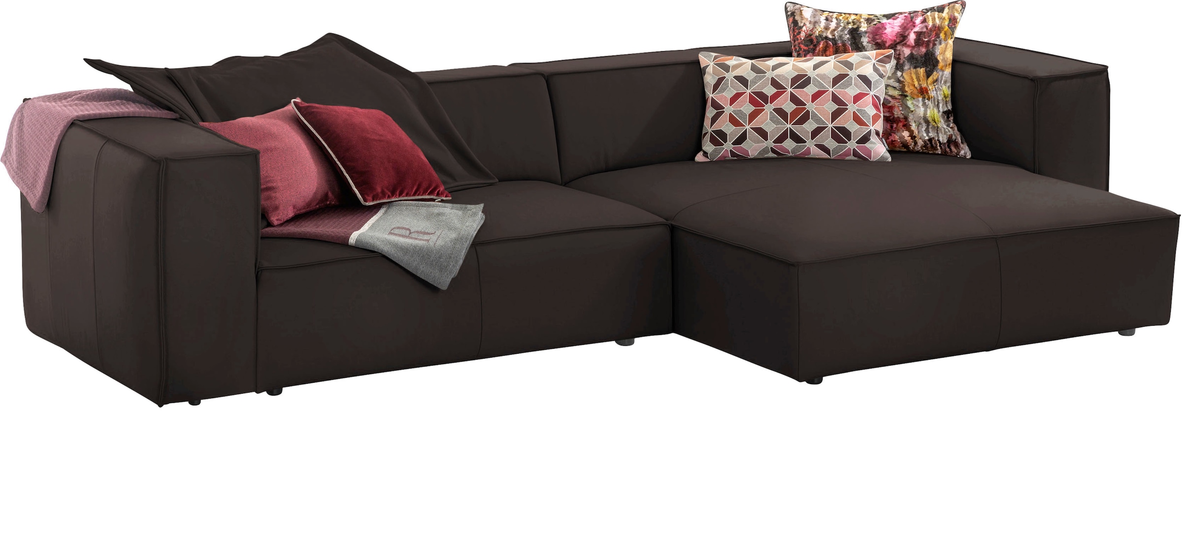 W.SCHILLIG Ecksofa »around-the-block«, (Spar-Set), inklusive Hocker, mit eleganter Biese, mit Federkern