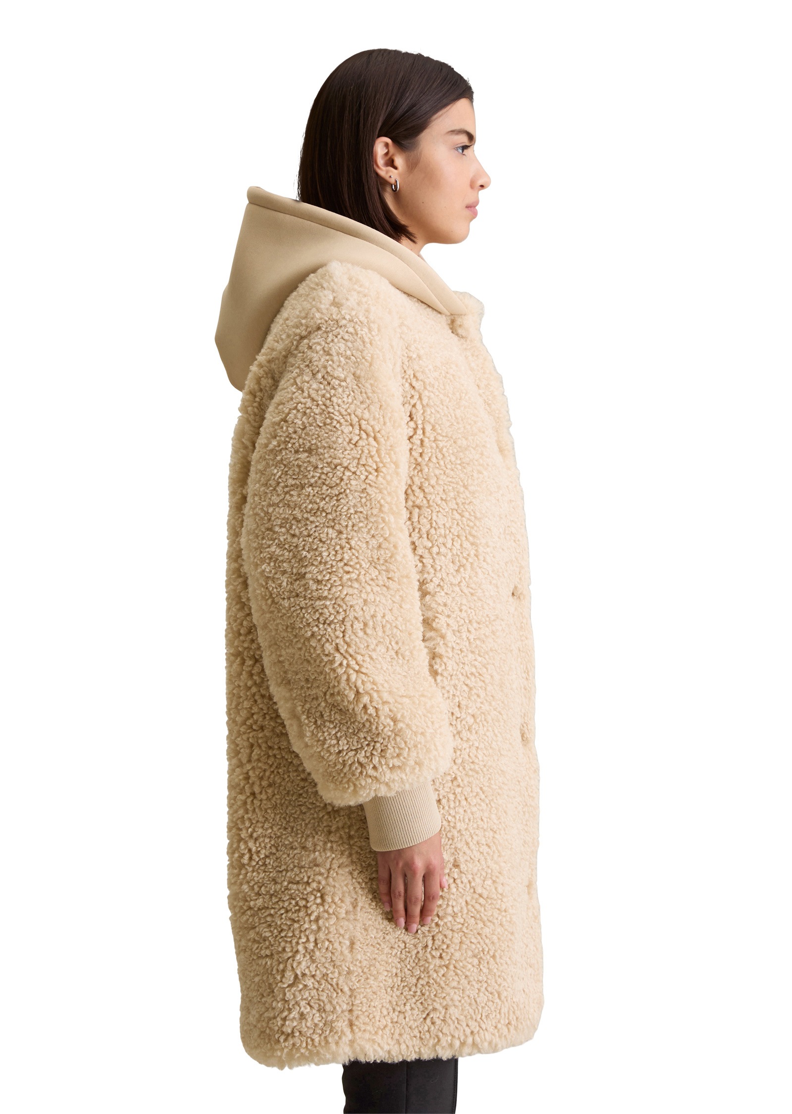 Marc OPolo DENIM Fellimitatmantel "mit Scuba-Jersey-Kapuze" günstig online kaufen