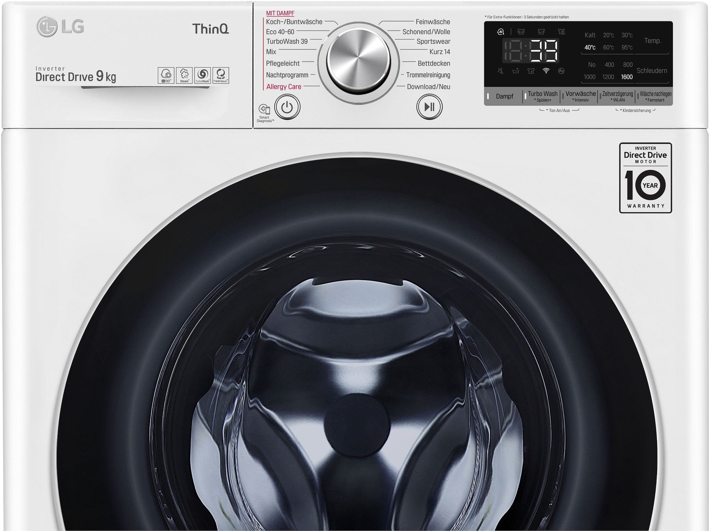 LG Waschmaschine »F6WV709P1«, kg, - BAUR in TurboWash® | 9 nur U/min, Waschen Minuten 1600 39 F6WV709P1