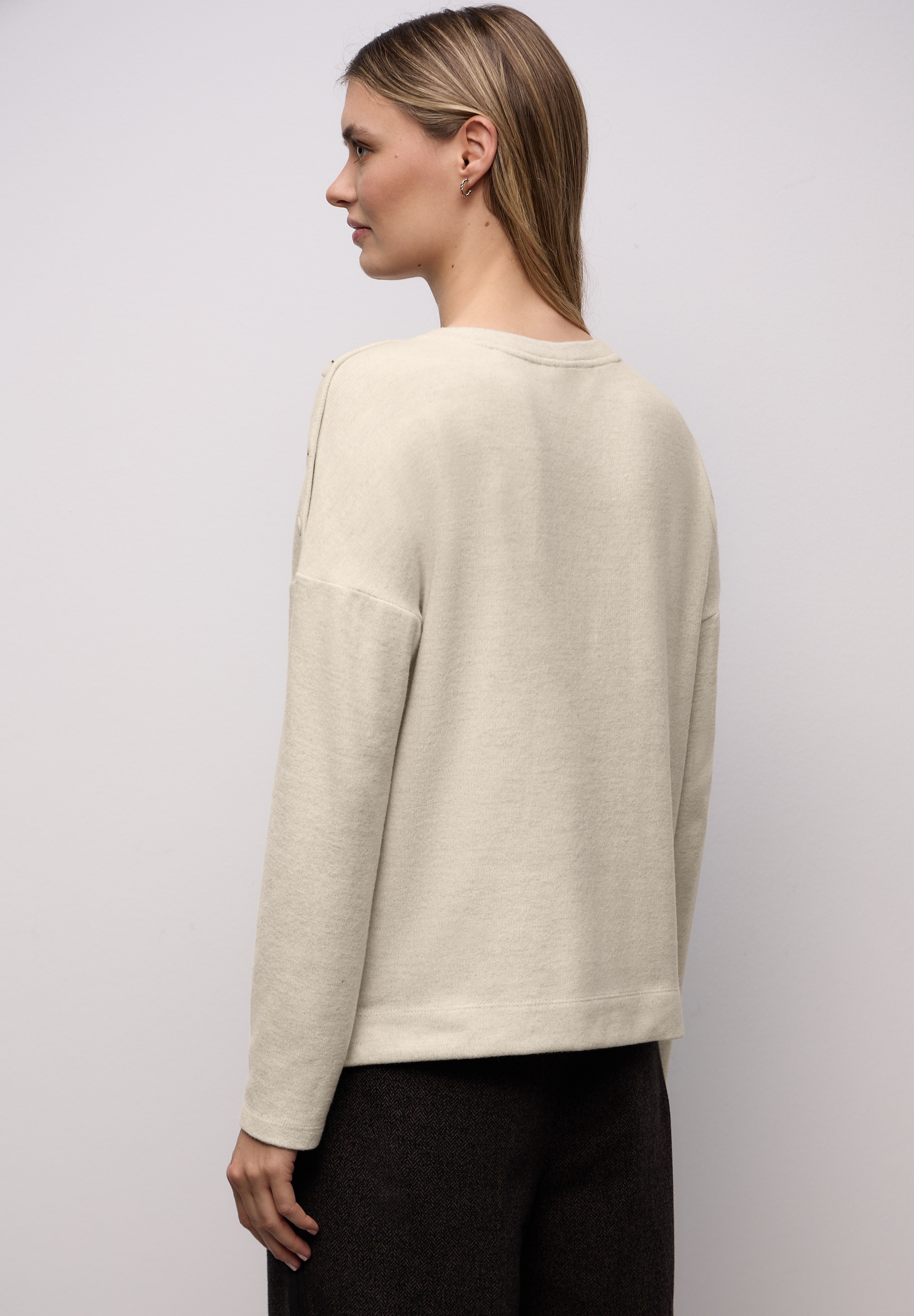 Thumbnail - STREET ONE Strickpullover Knopfdetail an den Schultern und im Melange-Look