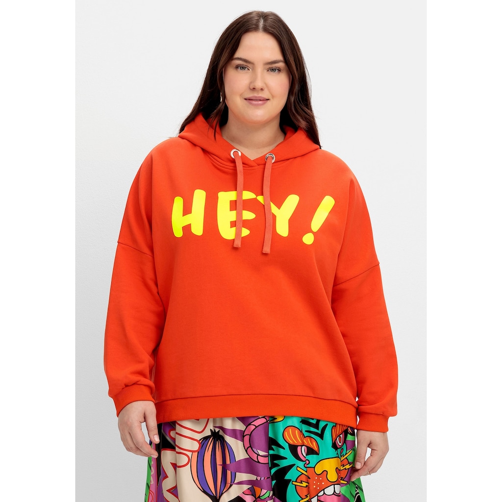 Sheego Kapuzensweatshirt »Große Größen« mit Neon-Frontdruck