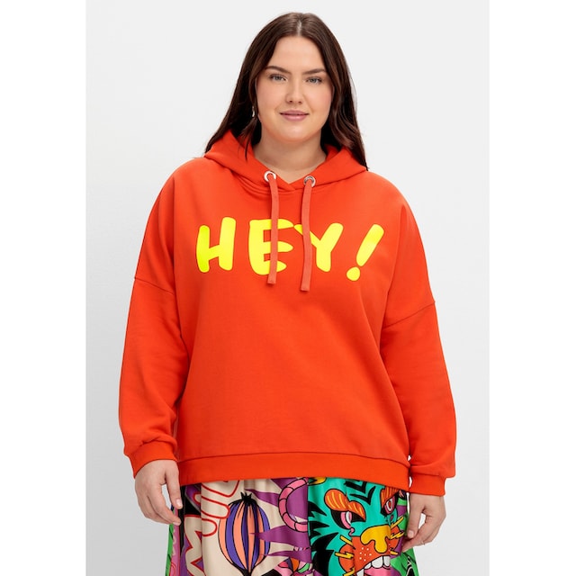 Sheego Kapuzensweatshirt »Große Größen«, mit Neon-Frontdruck kaufen | BAUR
