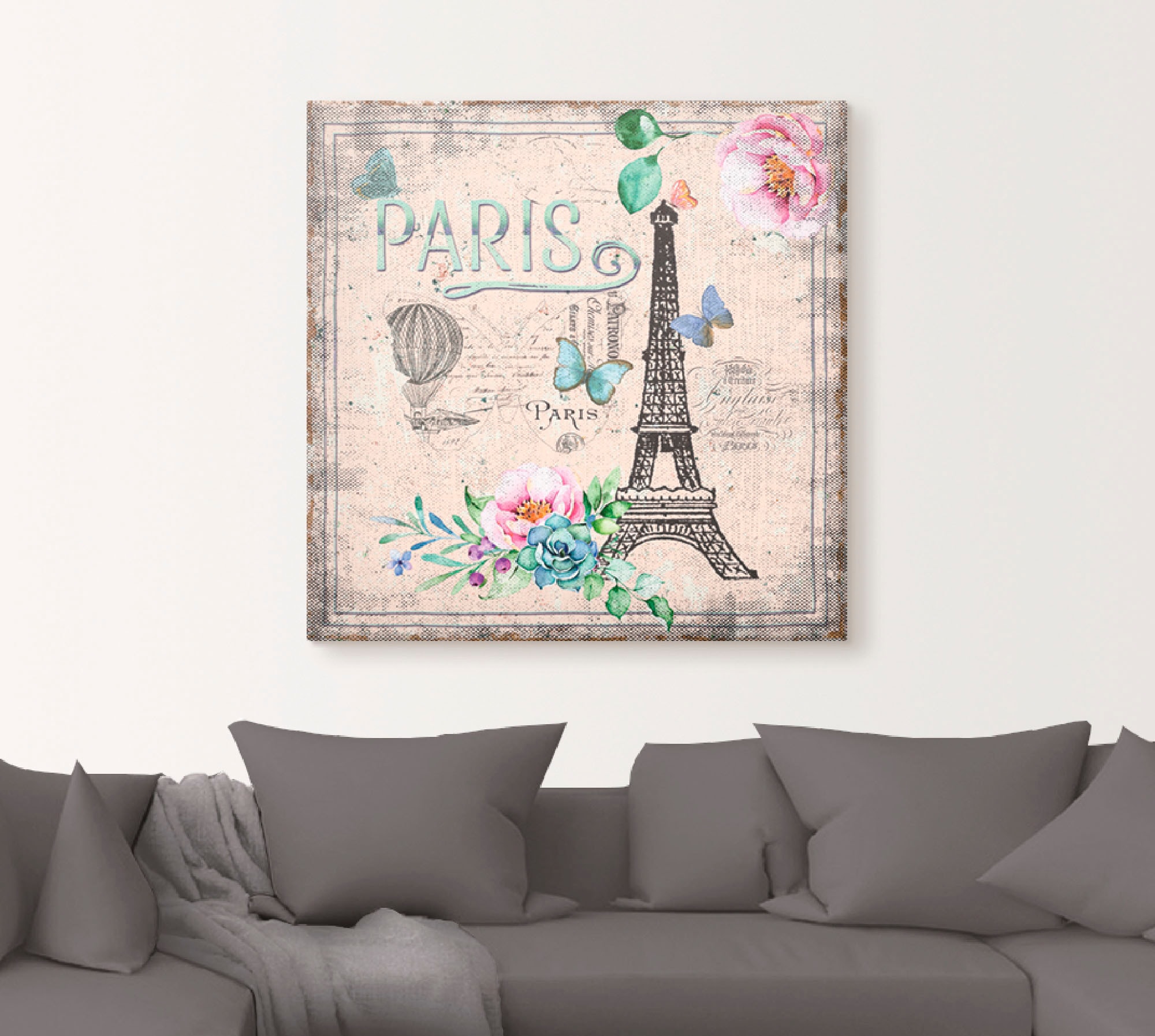 Artland Leinwandbild »Paris - meine Liebe«, Gebäude, (1 St.), auf Keilrahmen gespannt