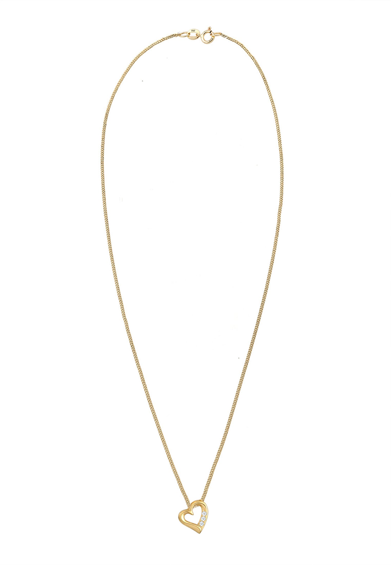 Elli DIAMONDS Collierkettchen »Herz Diamant Weiß Brillantschliff (0.045 ct) 585 Gelbgold«