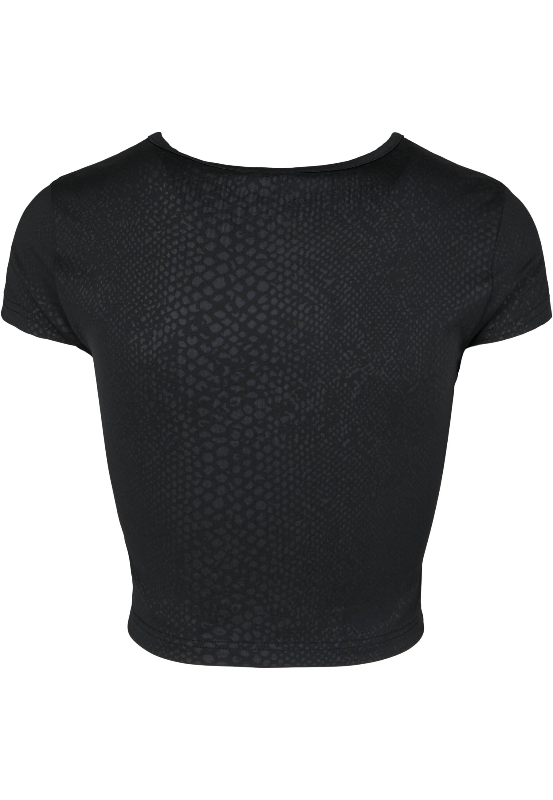 URBAN CLASSICS Kurzarmshirt »Urban Classics Damen Ladies Stretch Pattern Cropped Tee«, (1 tlg.)
