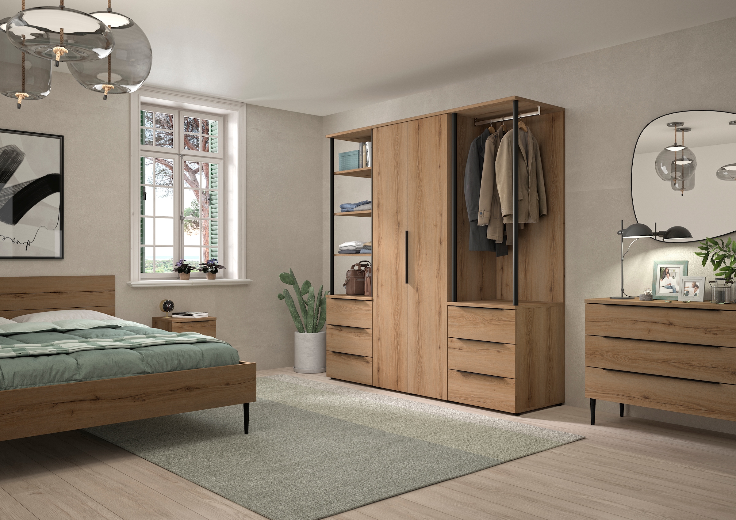 Gami Kleiderschrank "Schrank 2 Türen" 1/2 Kleiderschrank, 1/2 Wäscheschrank, großzügiges Volumen