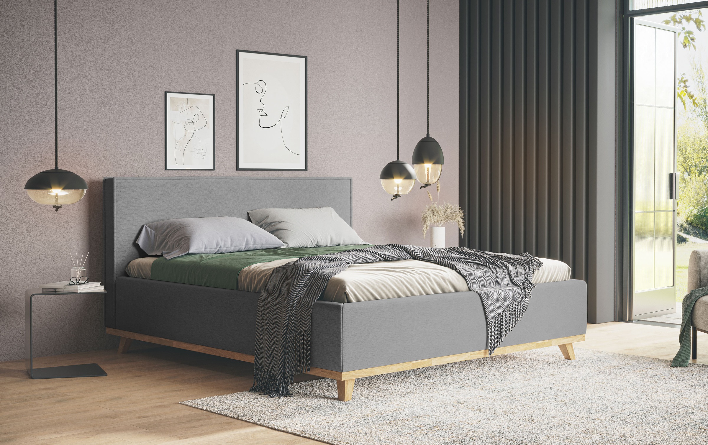 Polsterbett COTTA, B:171cm H:112cm L:222cmanthrazit, Betten, "MILLI I wahlweise mit Bettkasten", erhältlich in den Größen 160x200cm & 180x200cm