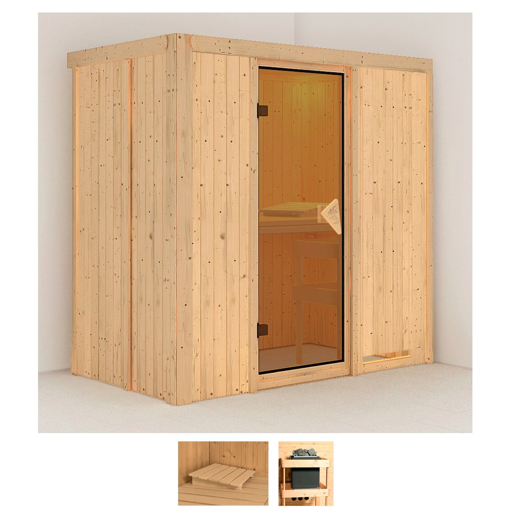 KARIBU Sauna "Vada", ohne Ofen, (ohne Ofen), beige, Saunen, ohne Ofen