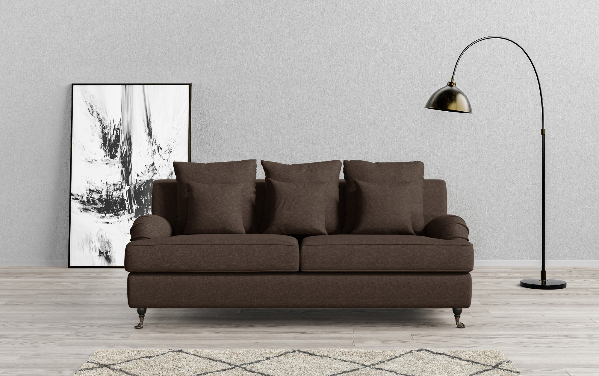 Home affaire 3-Sitzer "NORIN" zwei Fußarten: vorne - Rollen, hinten - Holzf günstig online kaufen