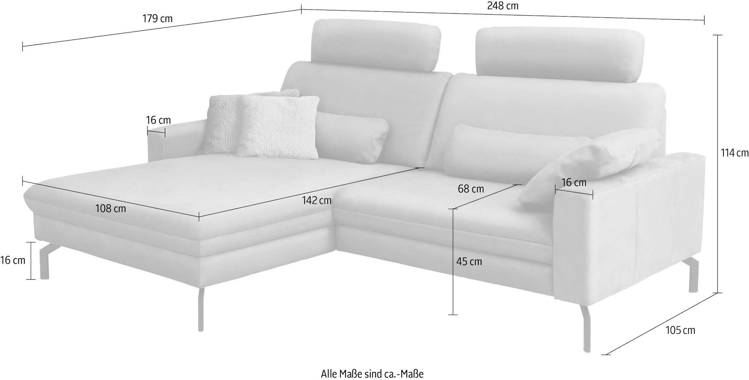 Die PlanBar Ecksofa »PN-EM20028 L-Form mit Kopfstützen« wahlweise mit motorischem Canape
