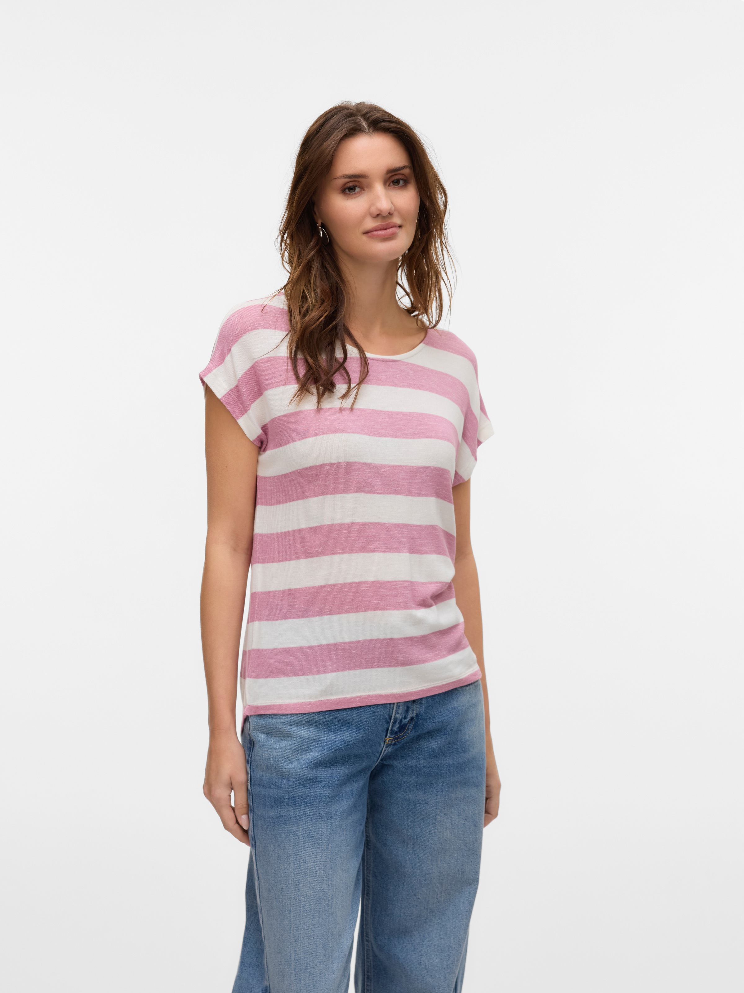 Vero Moda Kurzarmshirt "VMWIDE STRIPE SL TOP GA JRS NOOS" Viskosemischung günstig online kaufen