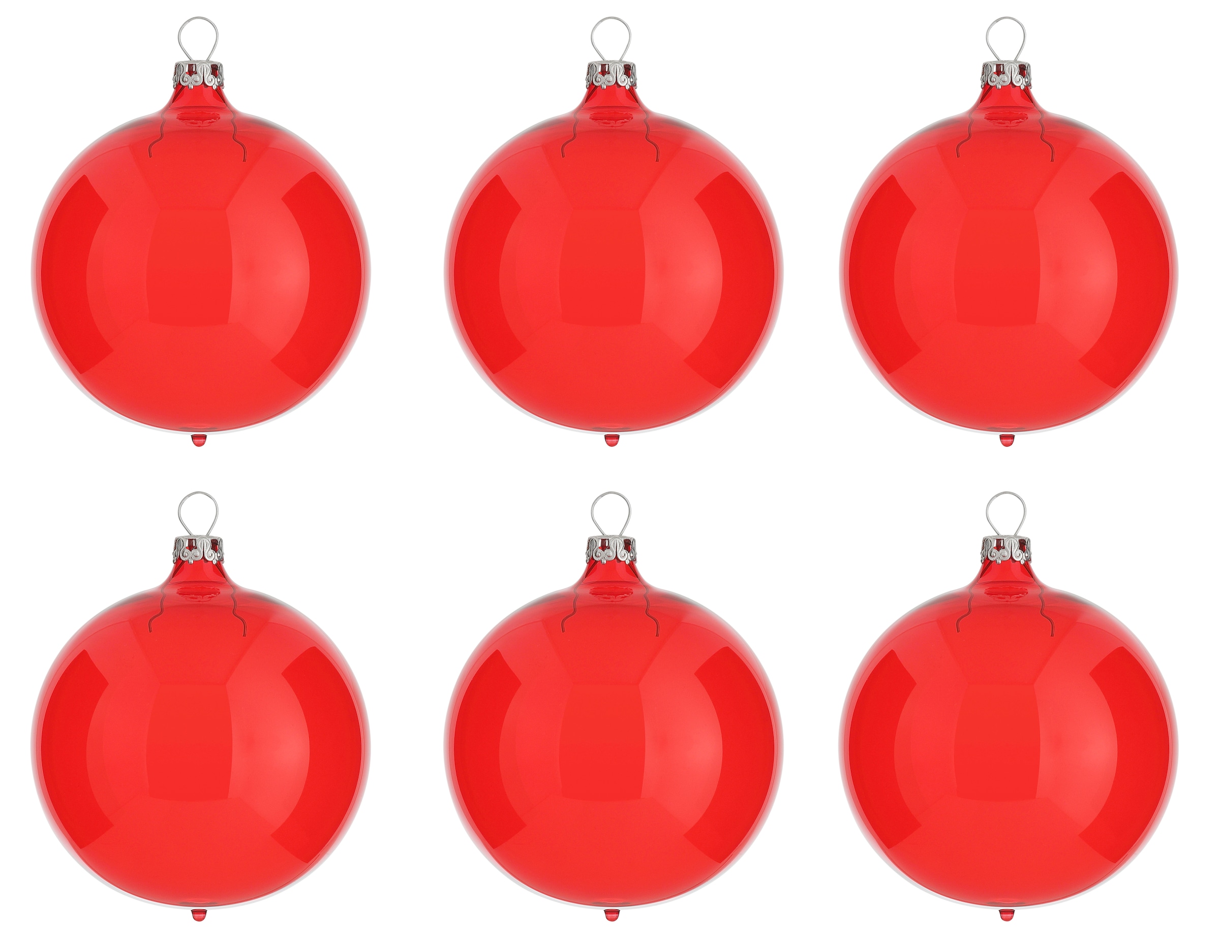 Glas, rot (Set, | 6 aus »Transparent, Thüringer Weihnachtsbaumkugel St.), Weihnachtsdeko hochwertige Christbaumkugeln Christbaumschmuck«, rot, bestellen BAUR Glasdesign