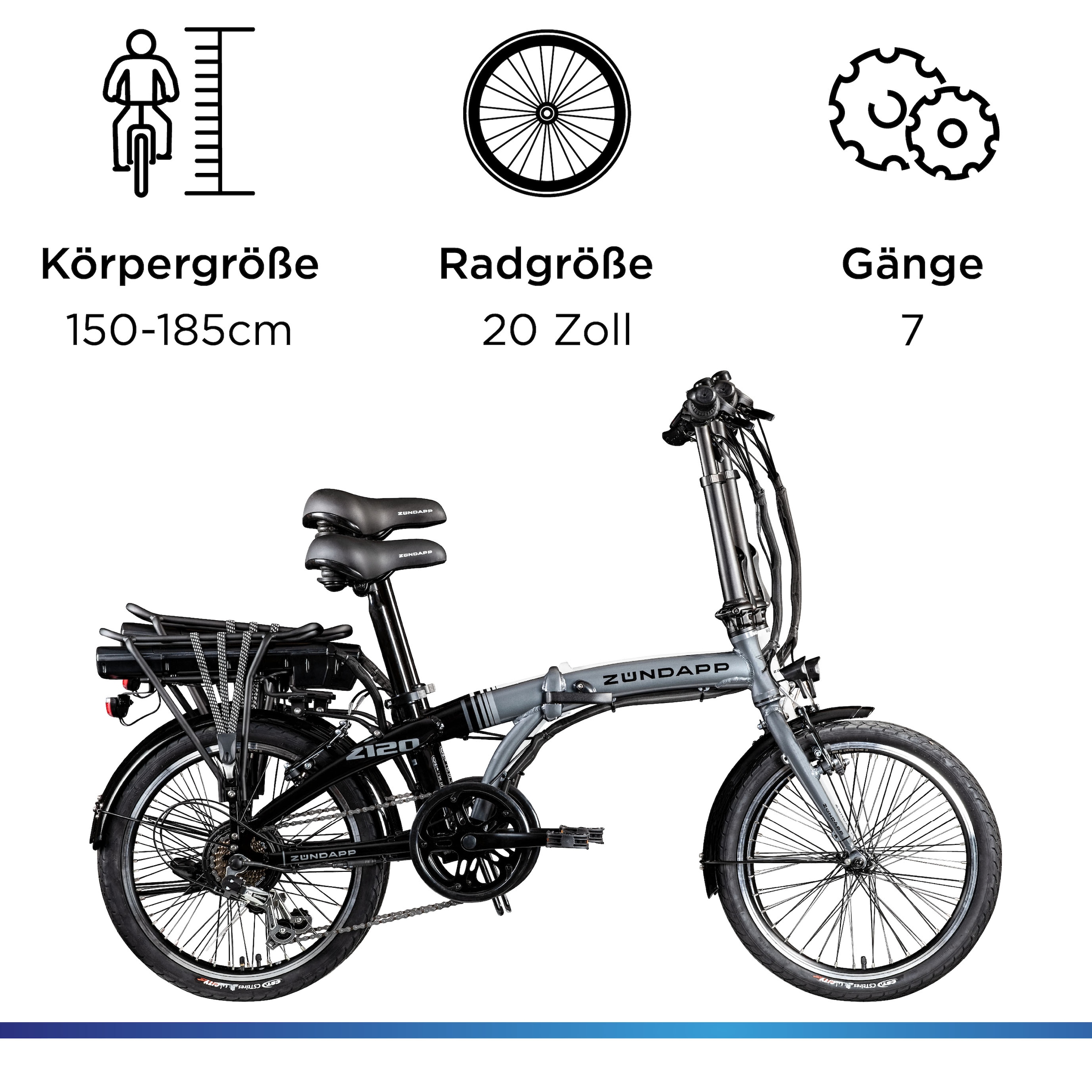 Zündapp E-Bike »Z120«, 7 Gang, Shimano, Tourney, Heckmotor 250 W, Pedelec, Elektrofahrrad für Damen u. Herren